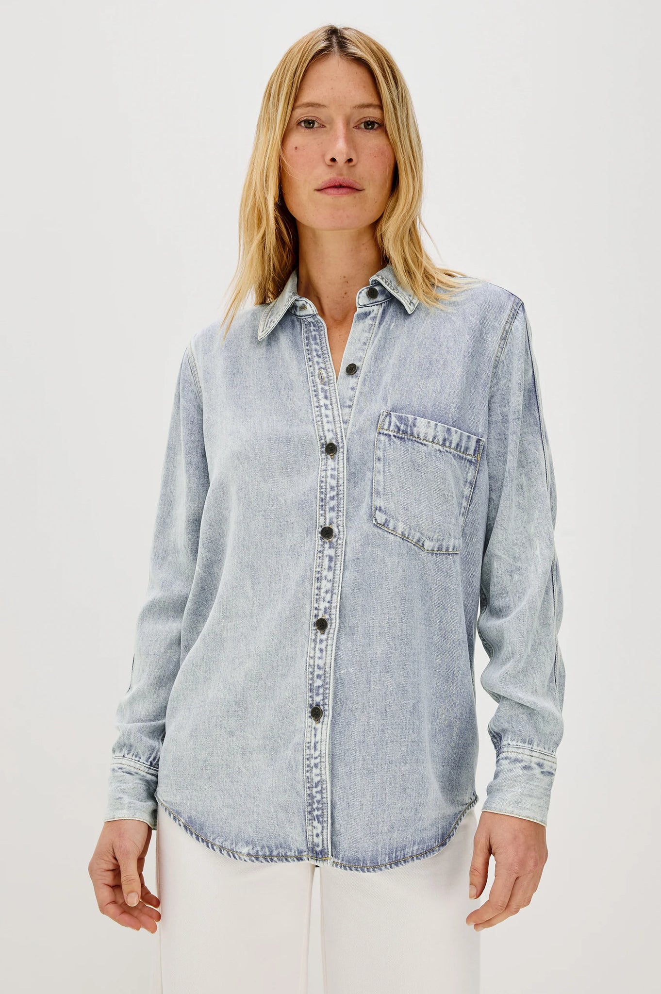 Atticus Shirt in Bleached Indigo