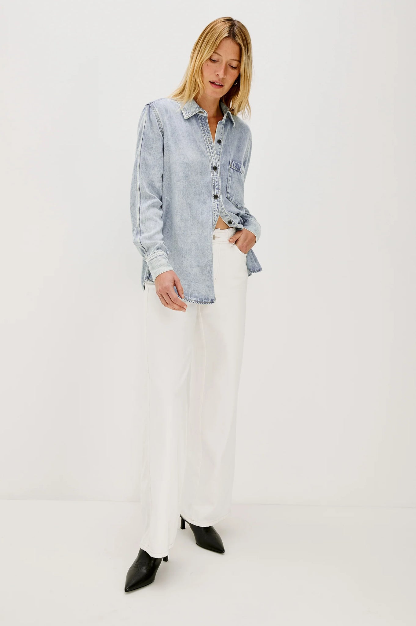 Atticus Shirt in Bleached Indigo