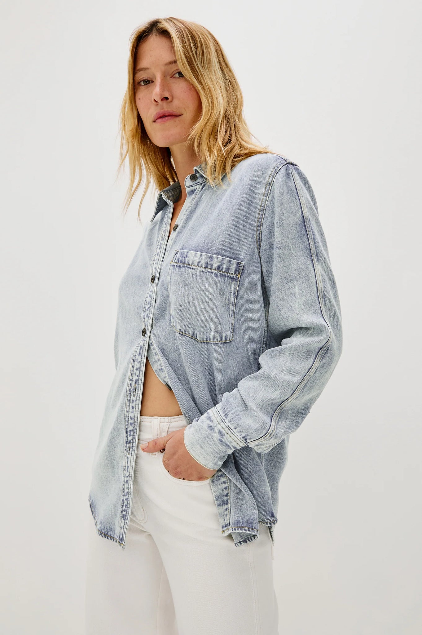 Atticus Shirt in Bleached Indigo