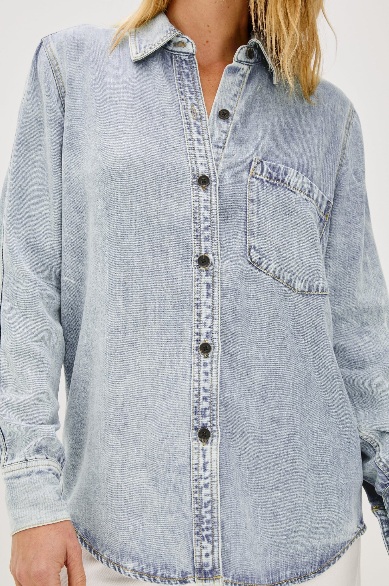 Atticus Shirt in Bleached Indigo