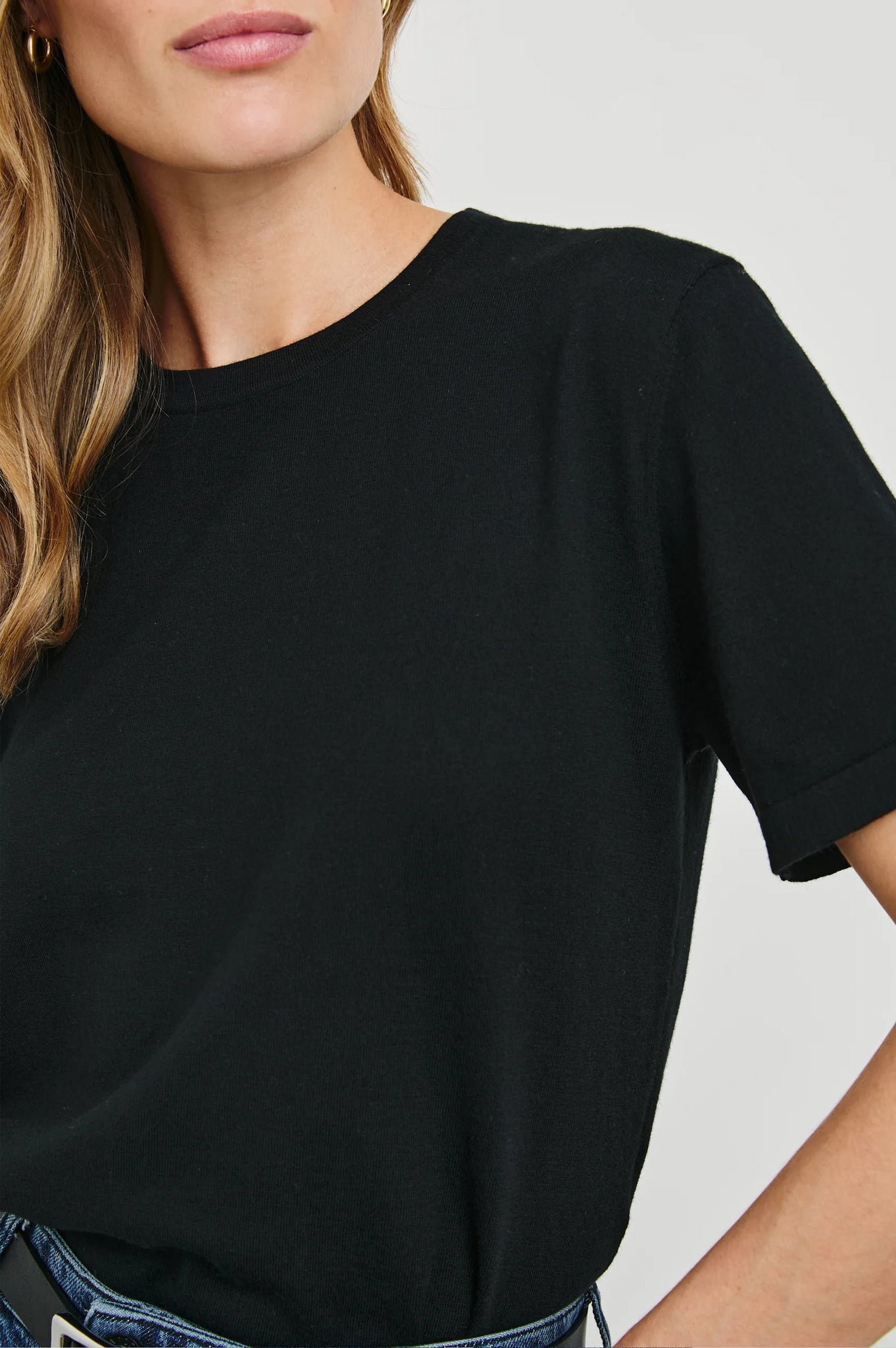 Cotton Cashmere Tee in Black