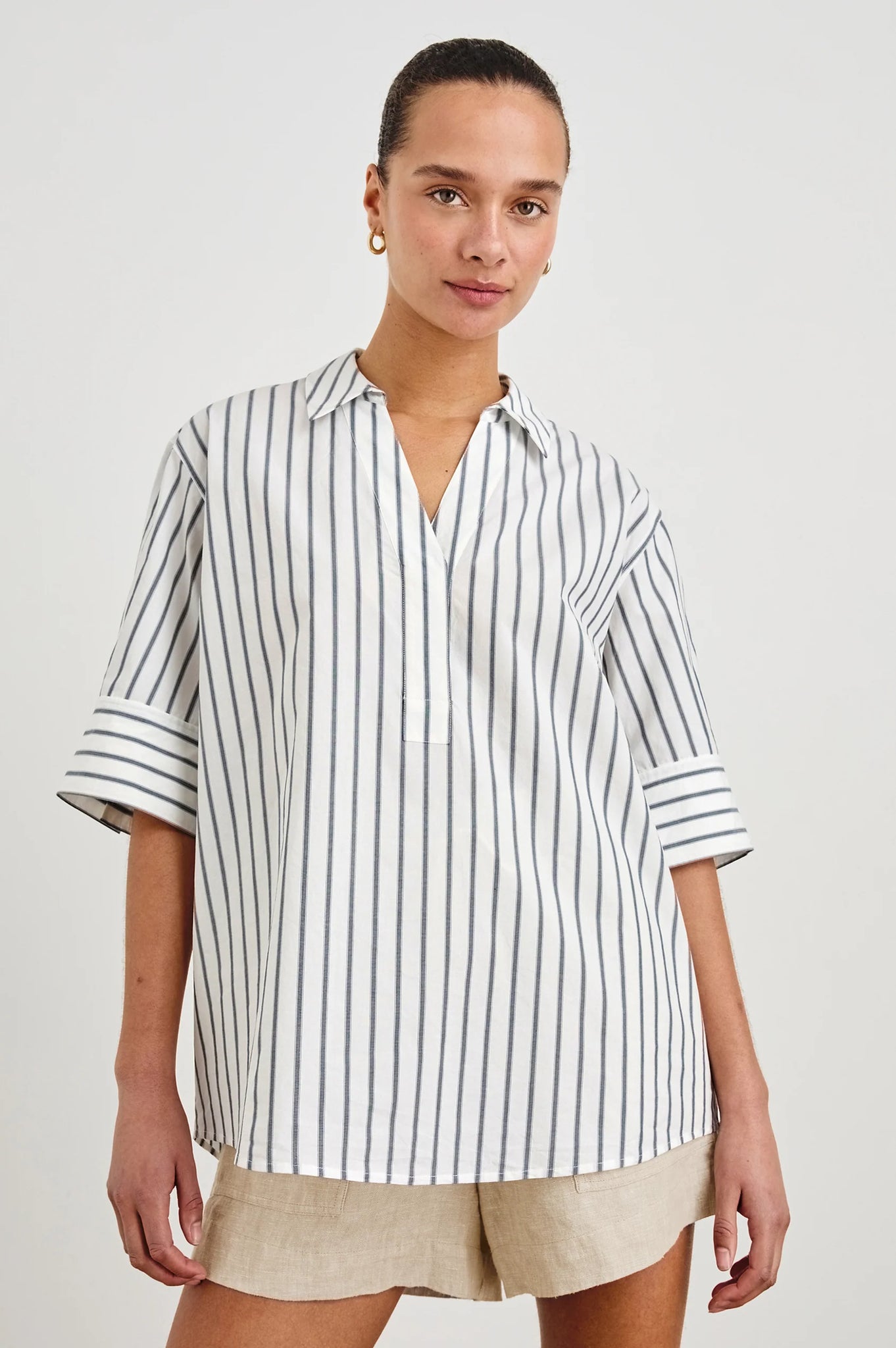 Juda Top in Chalk Slate Stripe