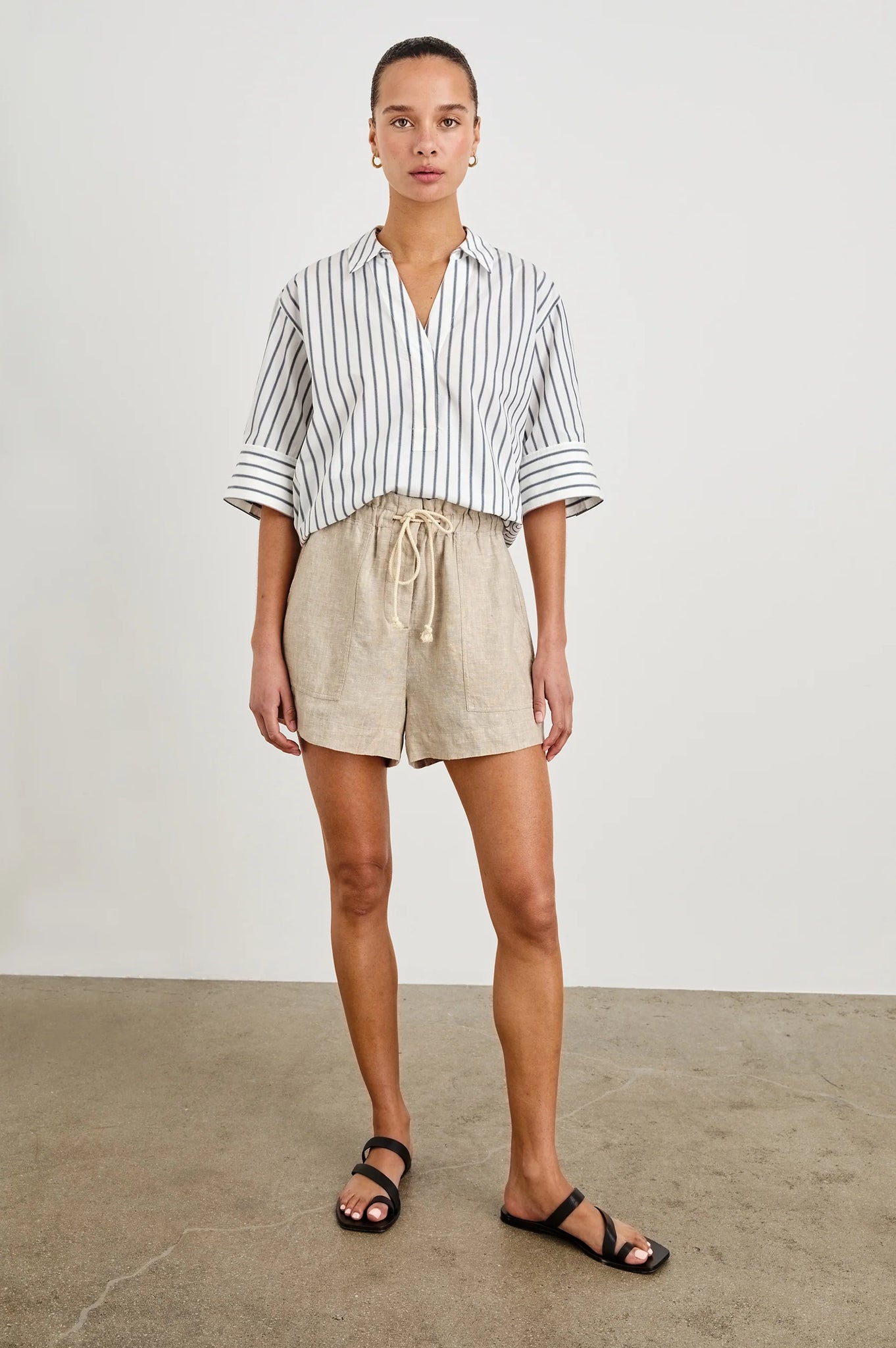 Juda Top in Chalk Slate Stripe