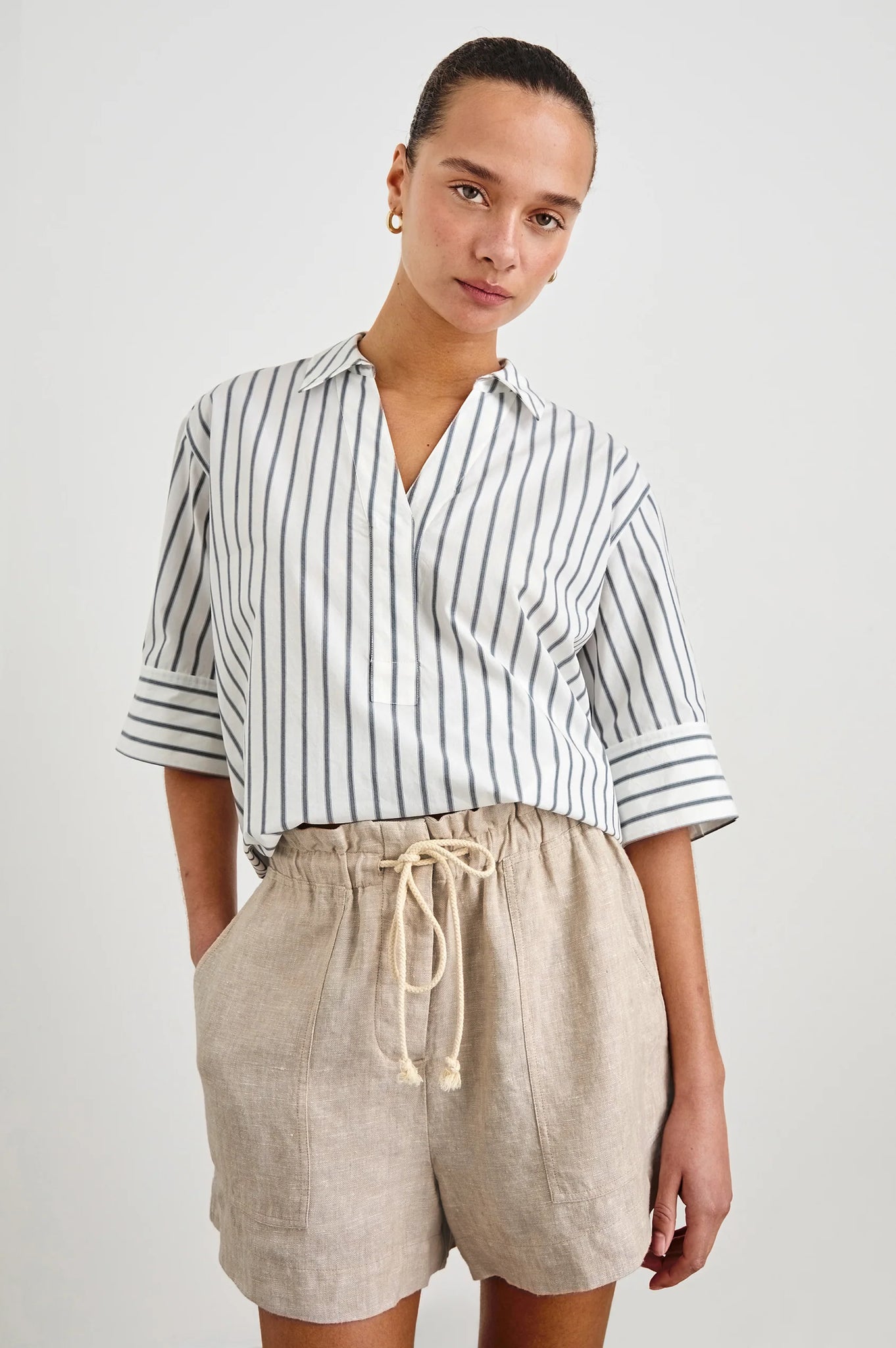 Juda Top in Chalk Slate Stripe