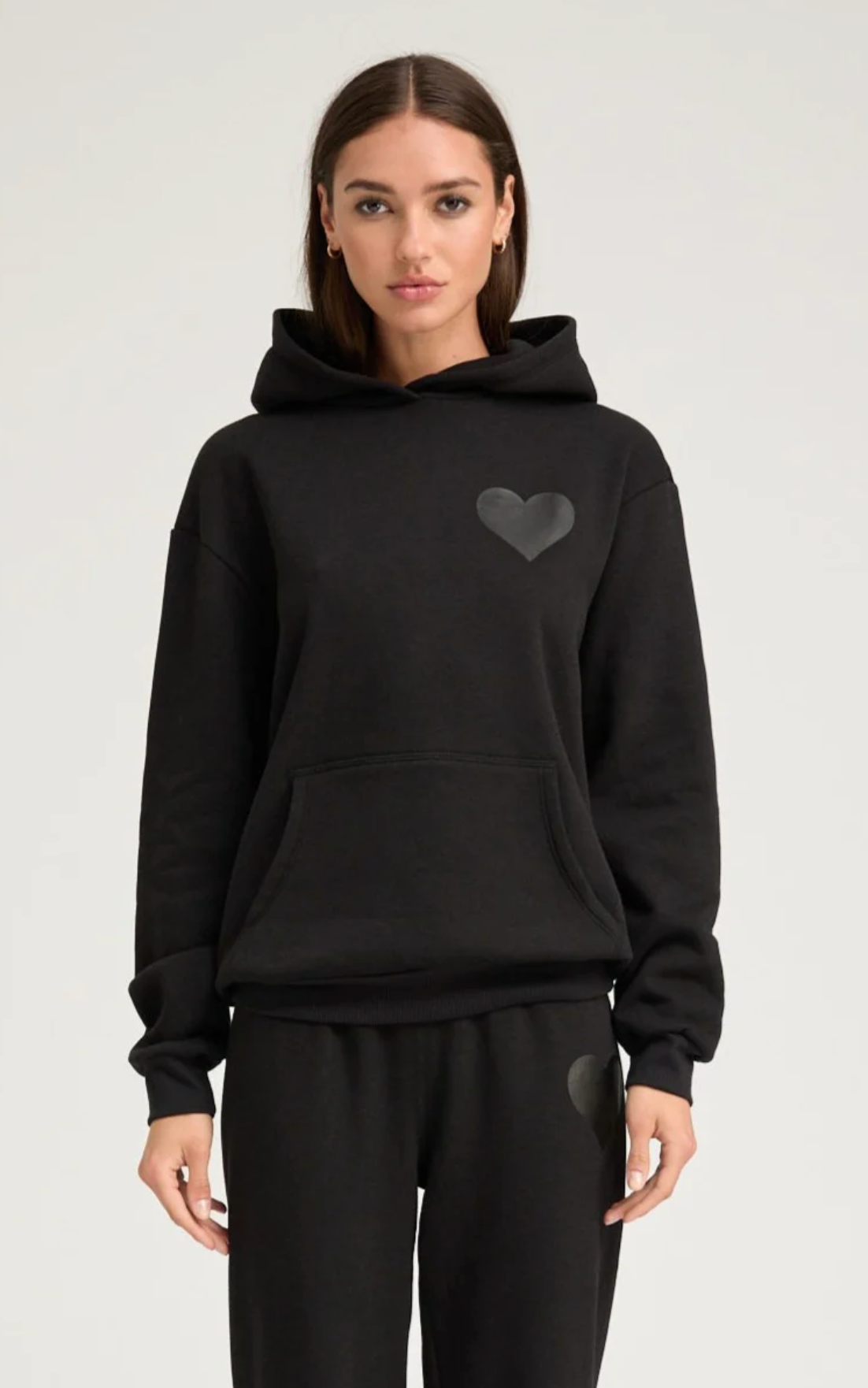 Black Glossy Heart Hoodie