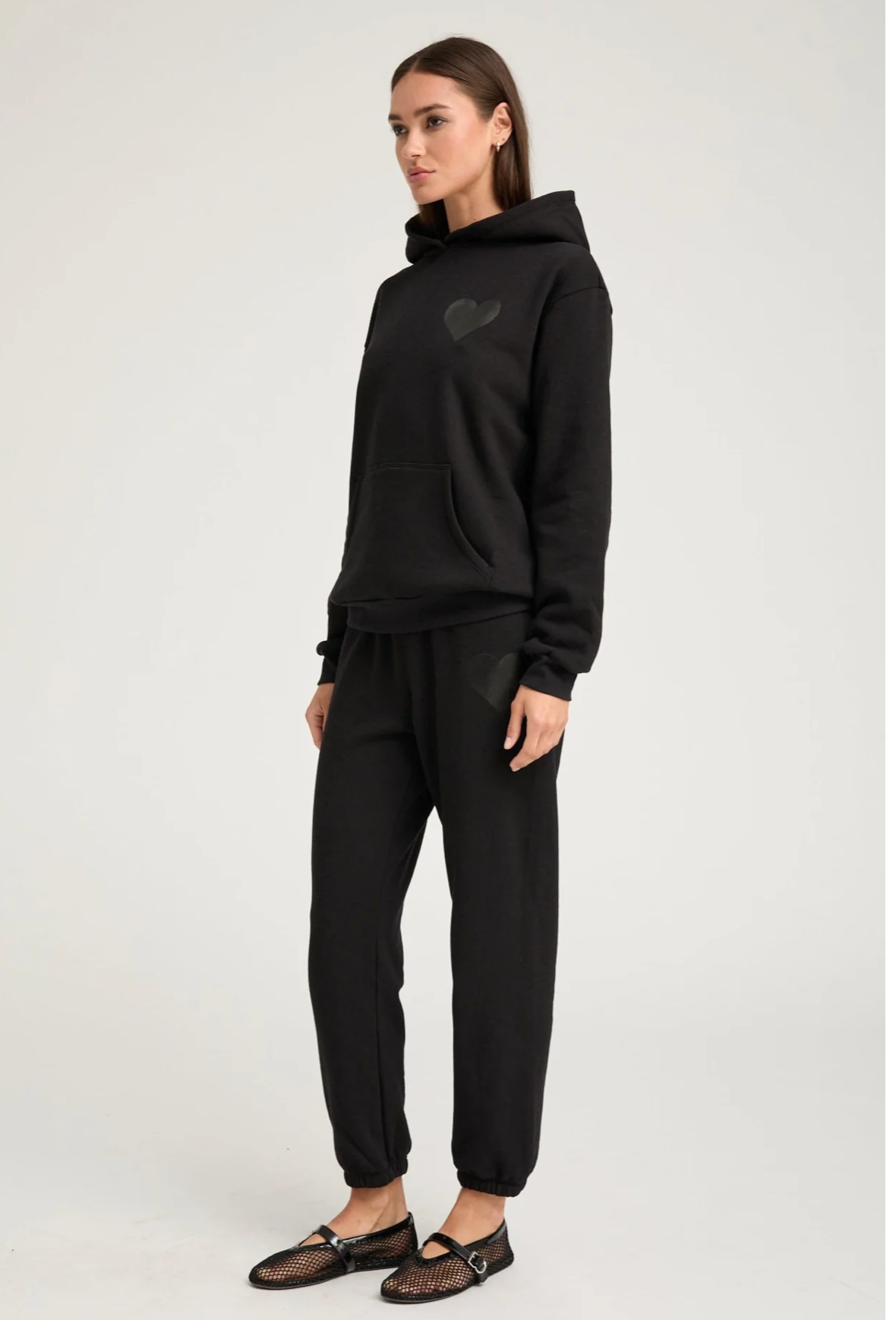 Black Glossy Heart Hoodie