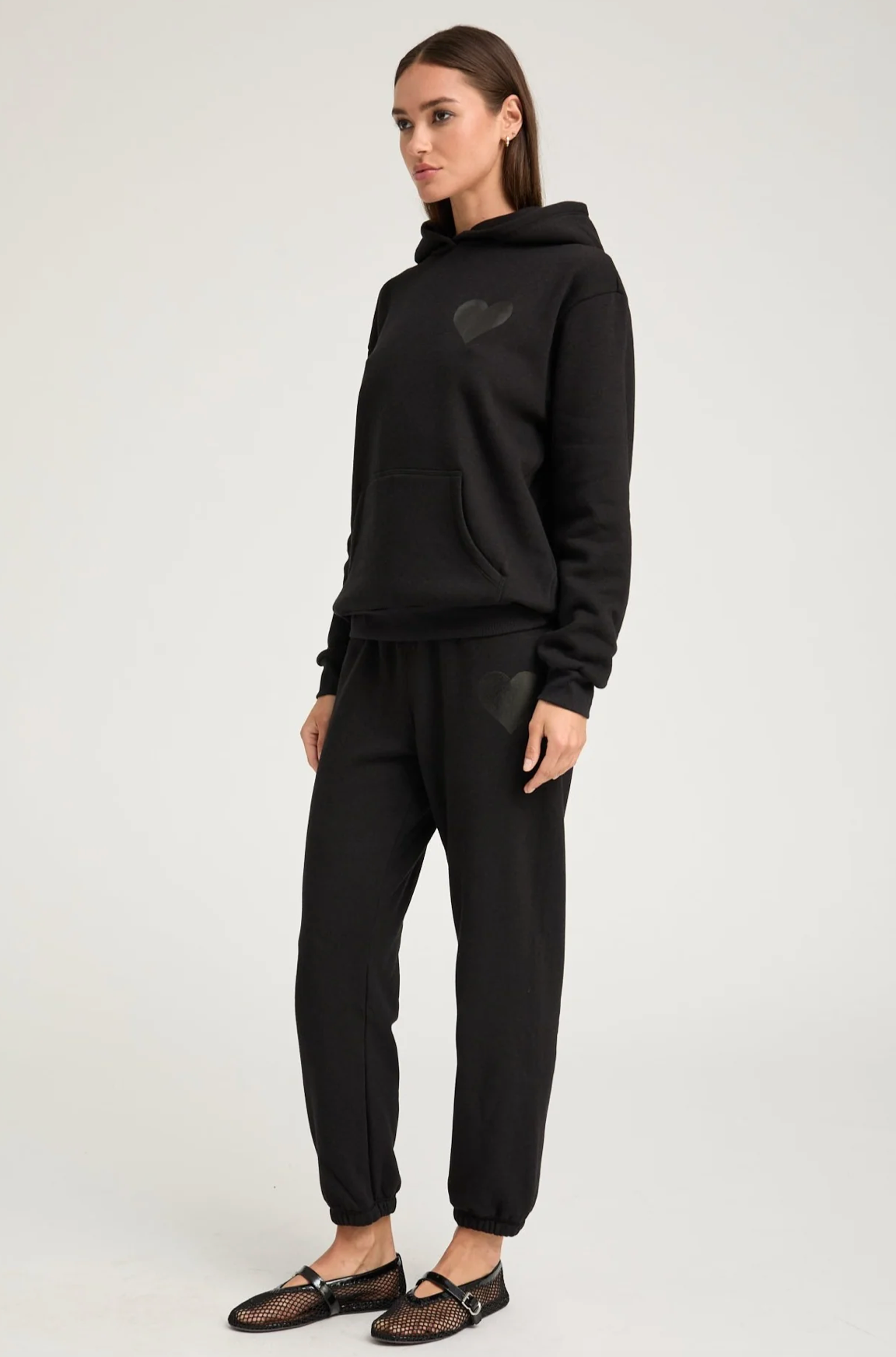 Black Glossy Heart Sweatpants