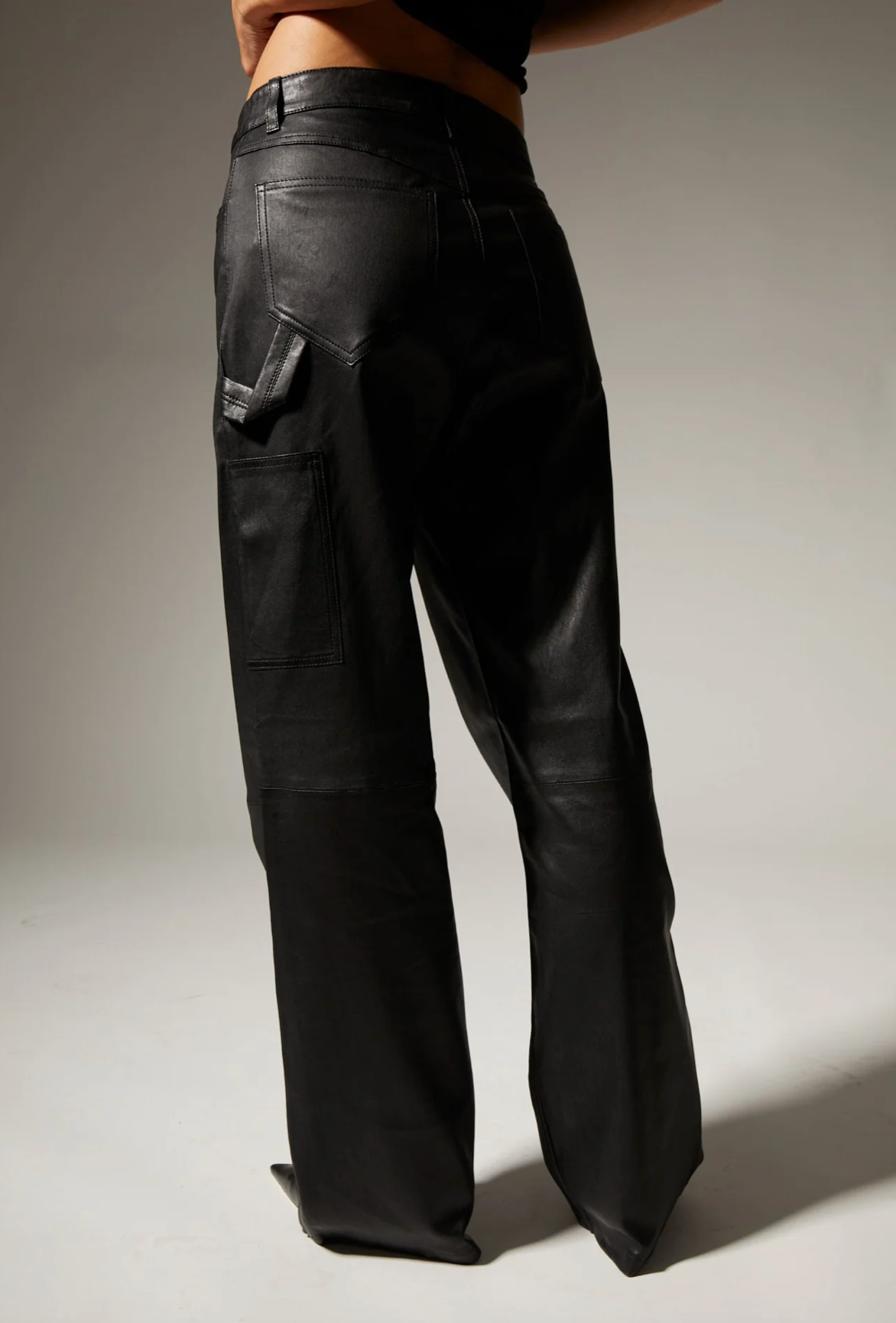 Black Leather Carpenter Pants