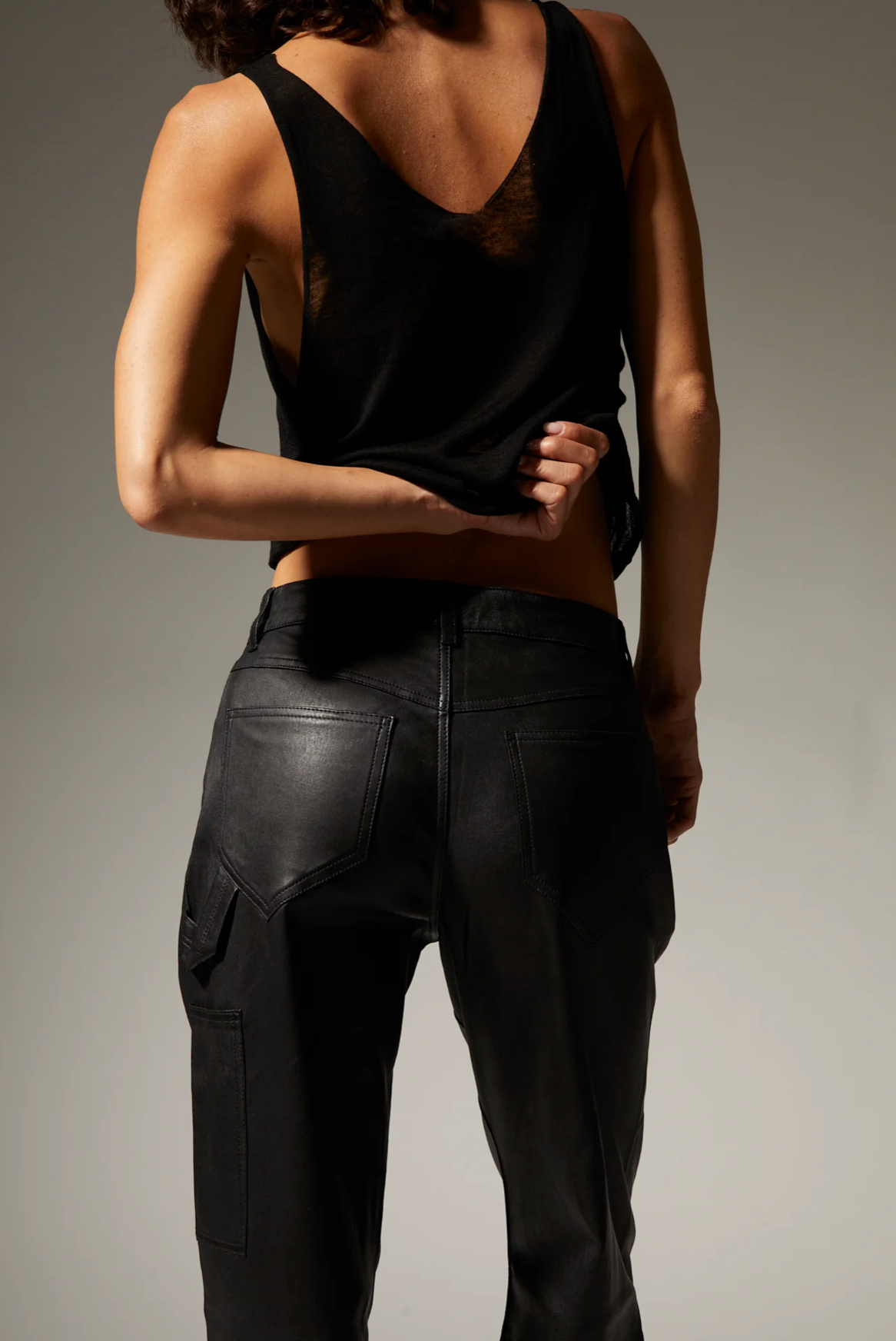 Black Leather Carpenter Pants