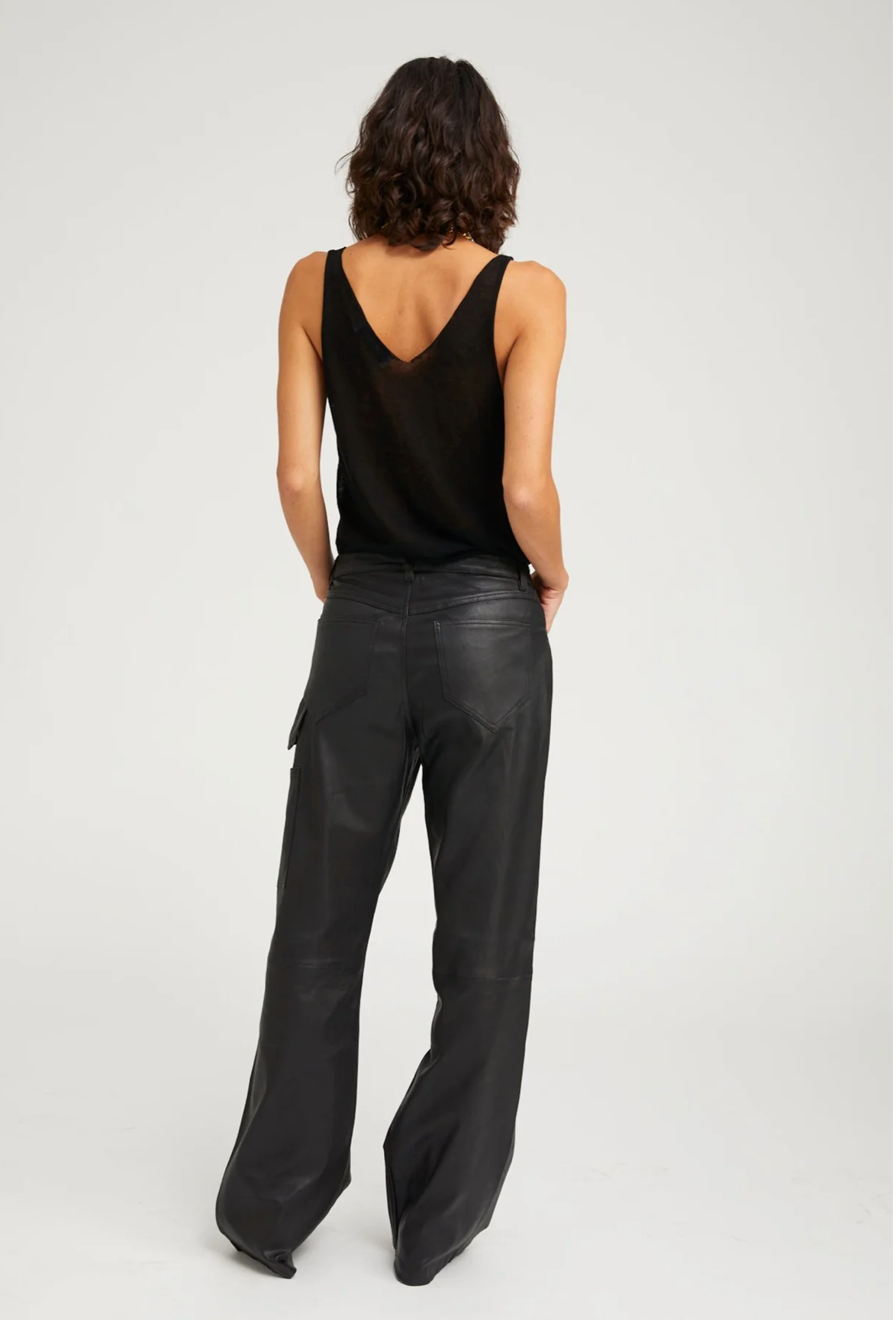 Black Leather Carpenter Pants