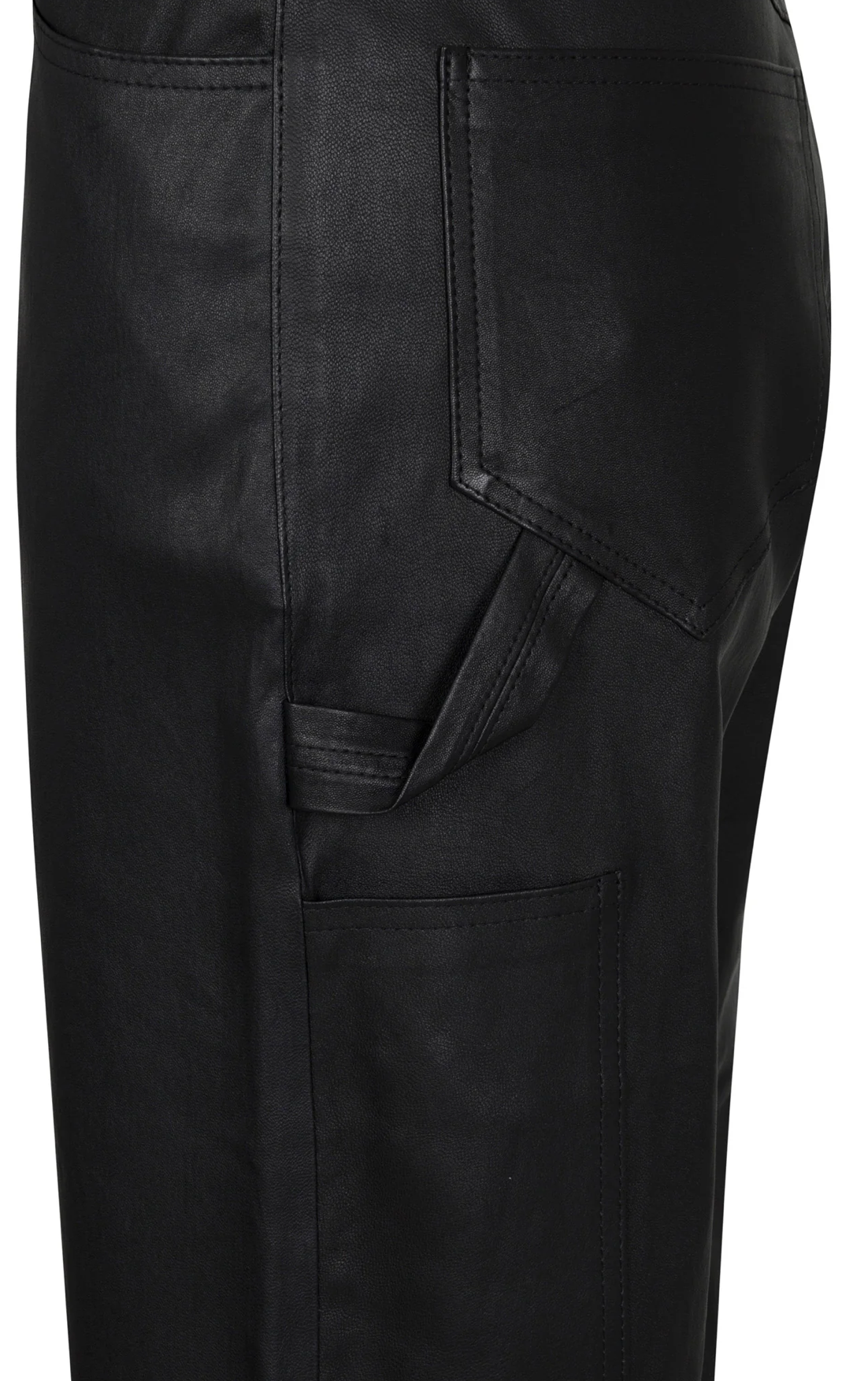 Black Leather Carpenter Pants