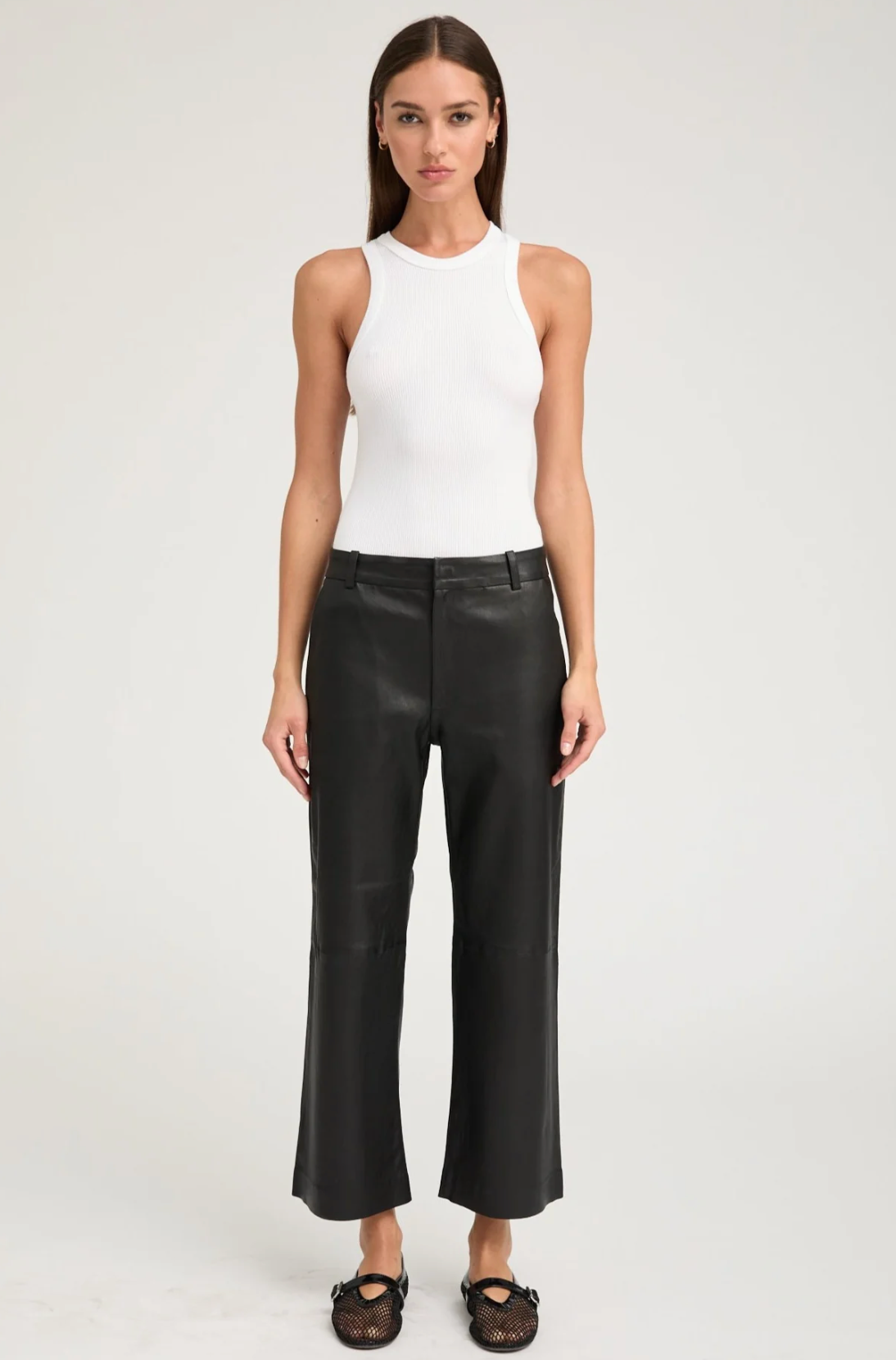Black Leather Cropped Trousers