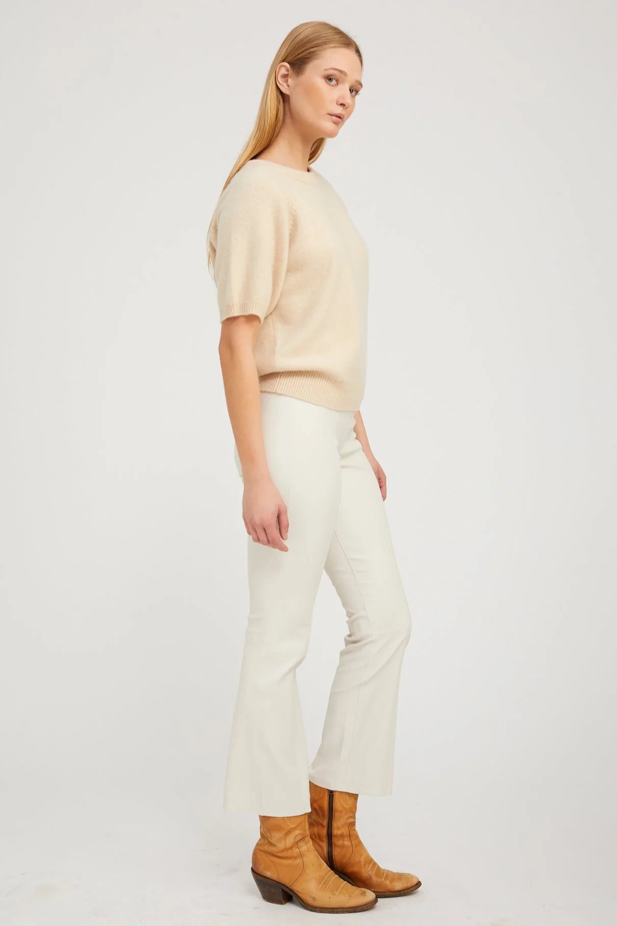 Oat Cashmere Short Sleeve Raglan Sweater