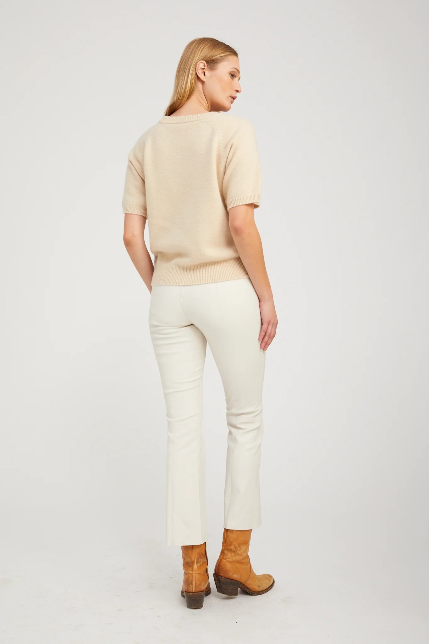 Oat Cashmere Short Sleeve Raglan Sweater