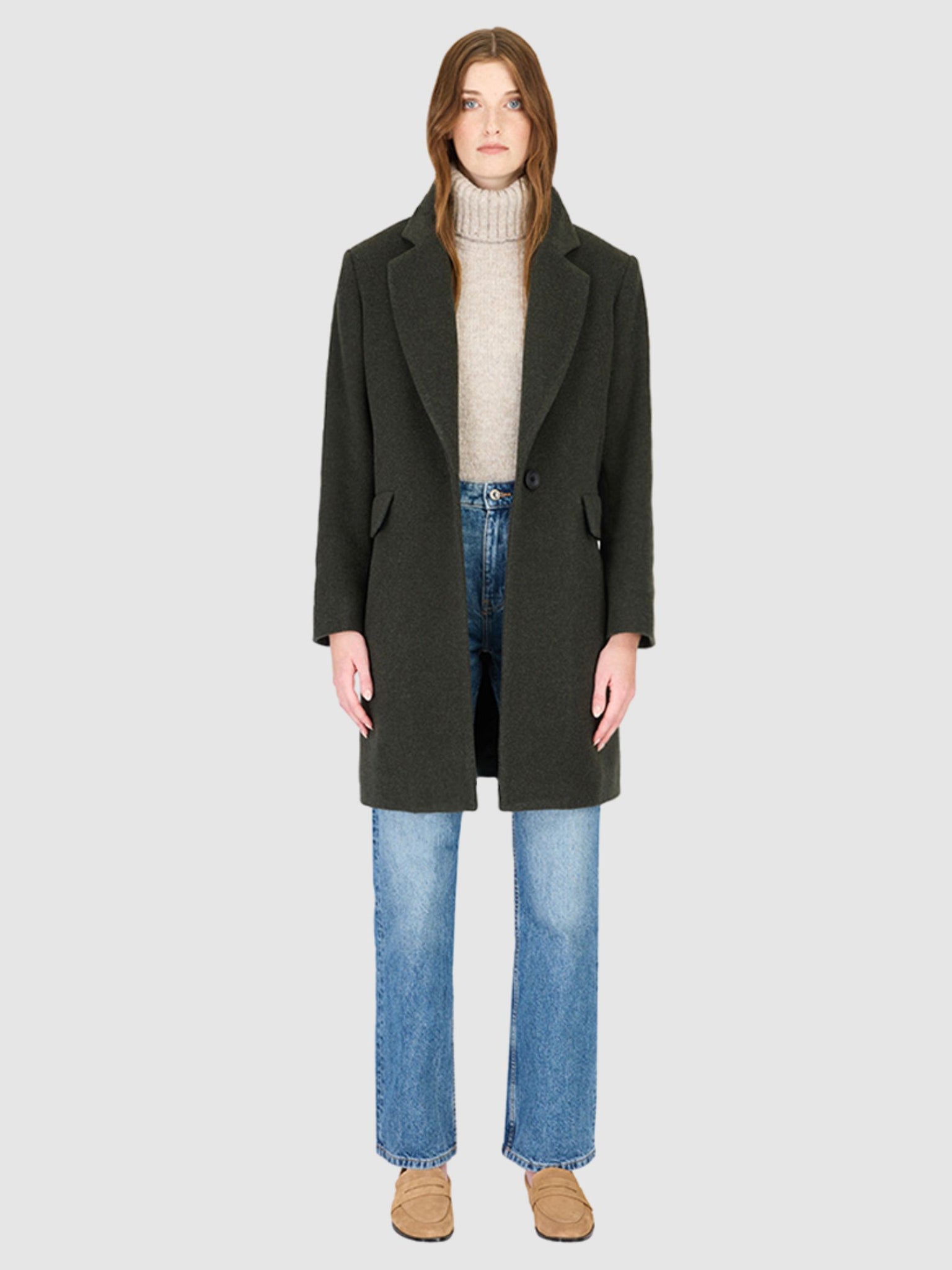 Scarlett Coat in Green Melange