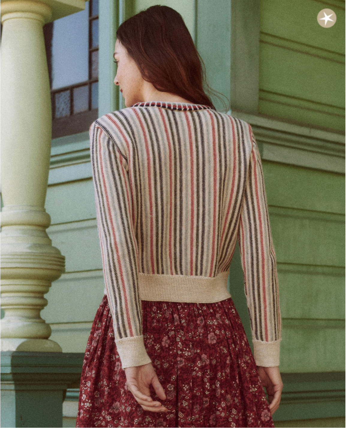 The Tiny Cardigan. Cream Ticking Stripe