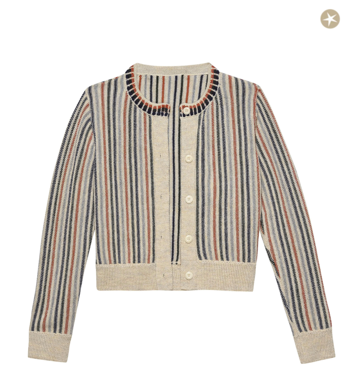 The Tiny Cardigan. Cream Ticking Stripe