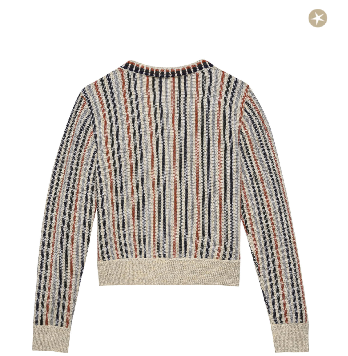 The Tiny Cardigan. Cream Ticking Stripe