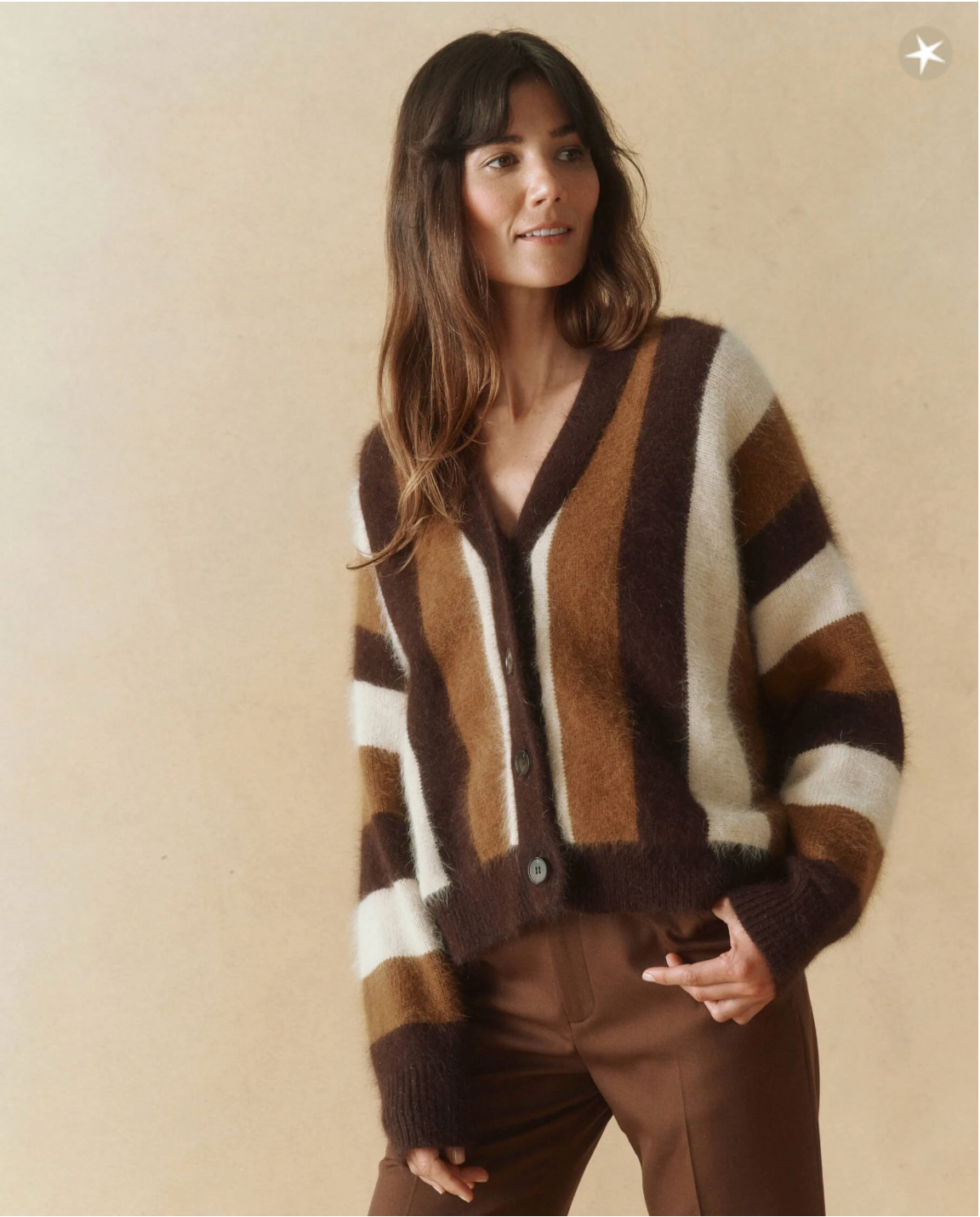 The Fluffy Slouch Cardigan. Hickory Stripe