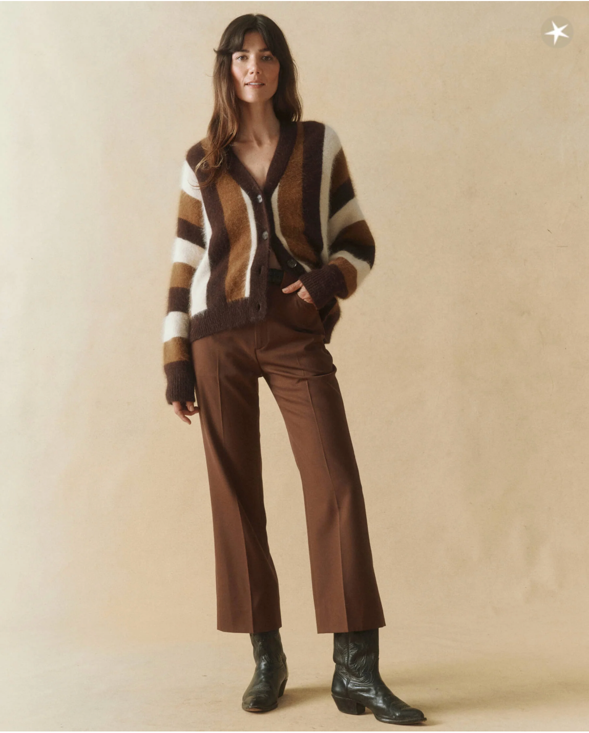 The Fluffy Slouch Cardigan. Hickory Stripe