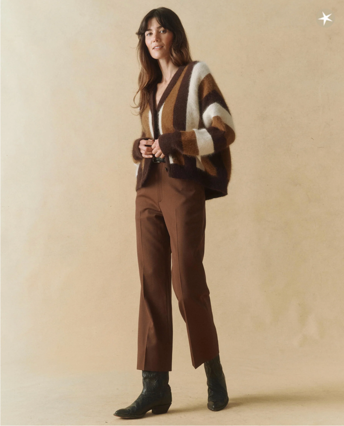 The Fluffy Slouch Cardigan. Hickory Stripe