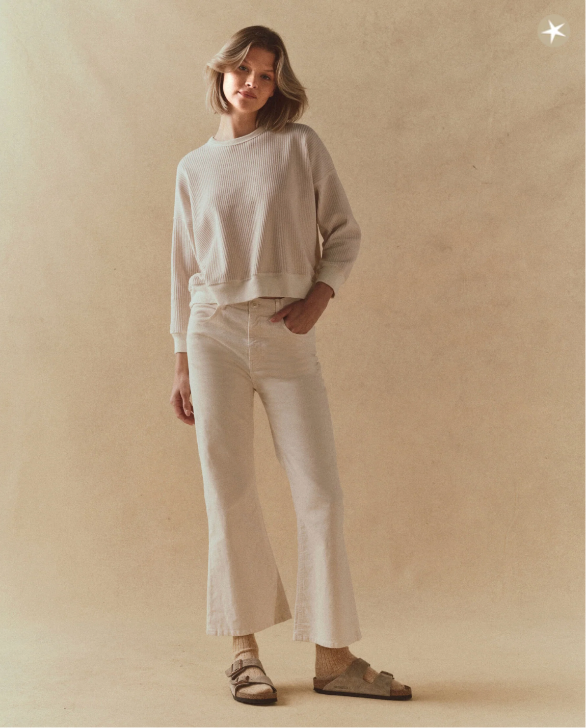 The Corduroy Teammate Sweatshirt. Washed White