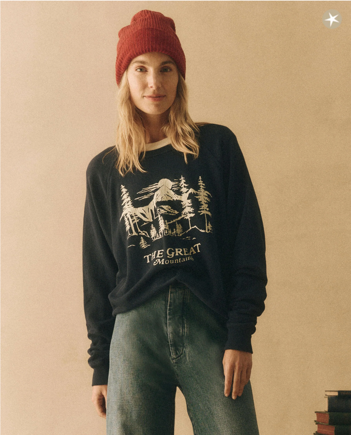 The College Sweatshirt. True Navy with Snowdrift Graphic