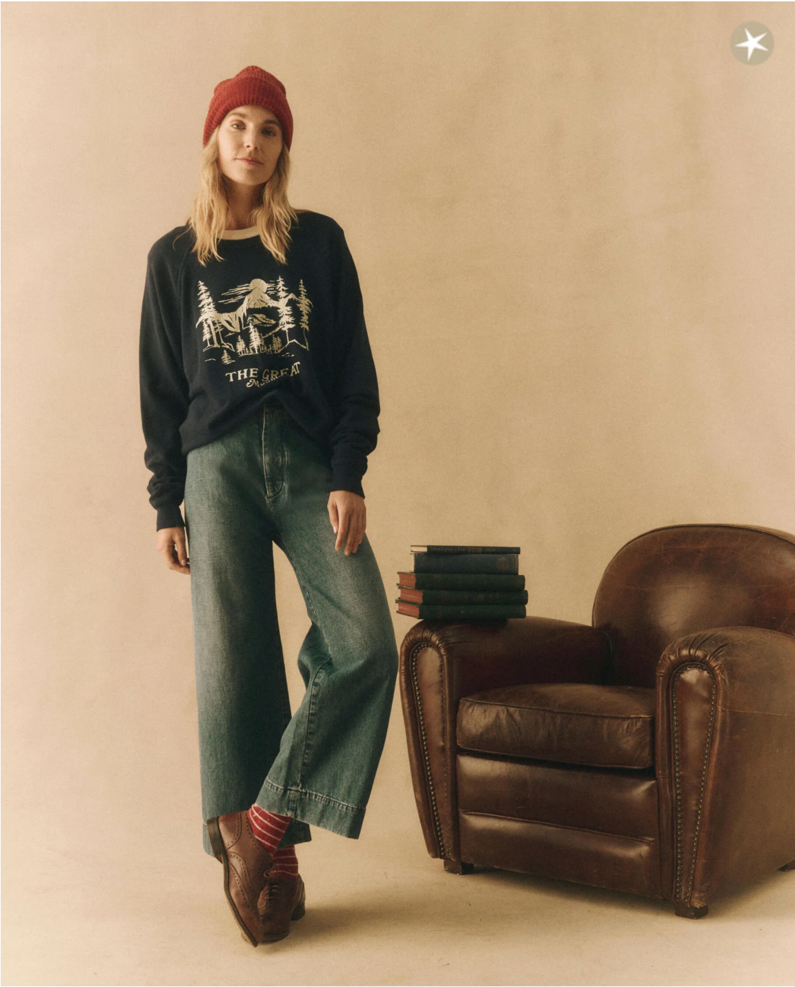 The College Sweatshirt. True Navy with Snowdrift Graphic