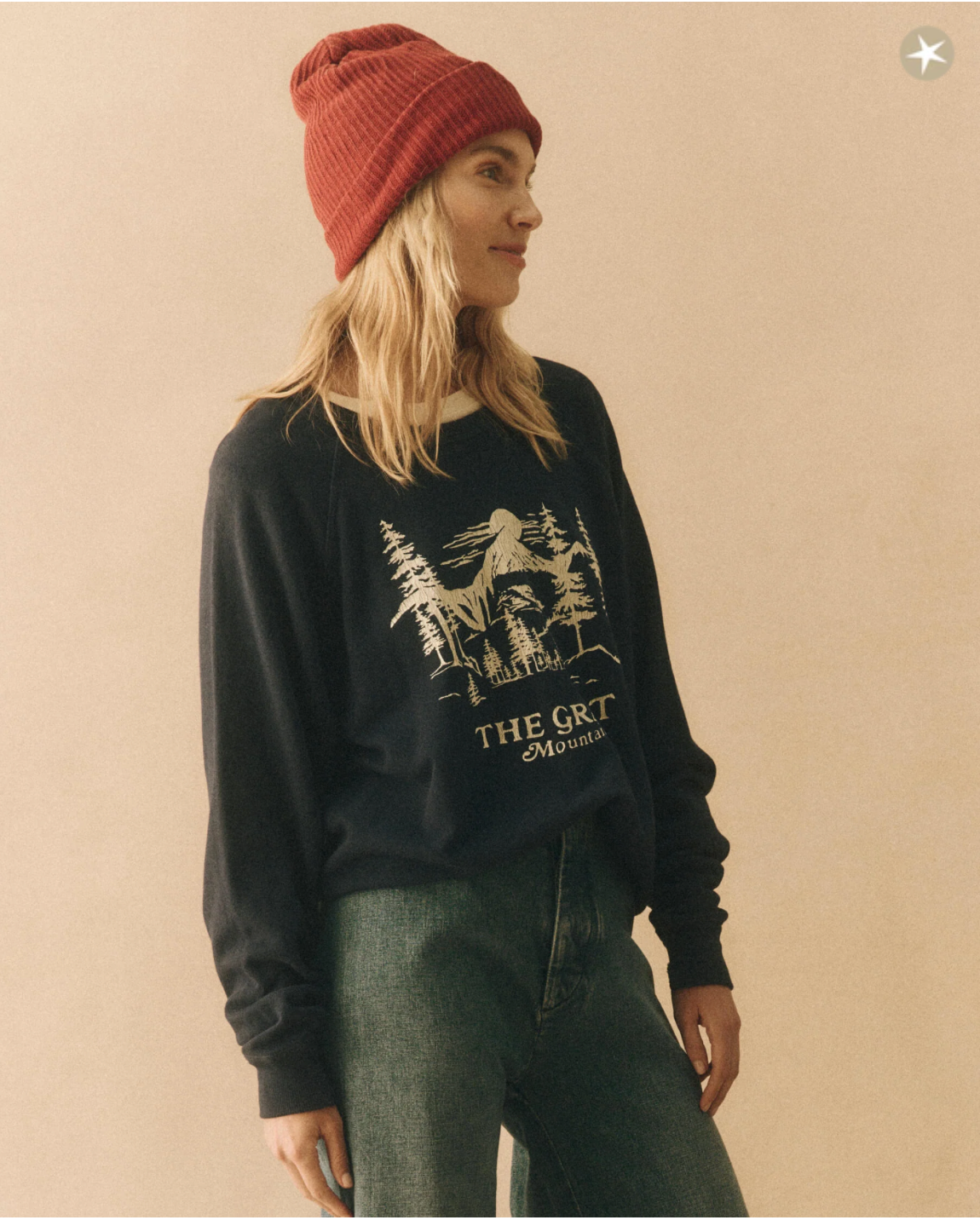 The College Sweatshirt. True Navy with Snowdrift Graphic