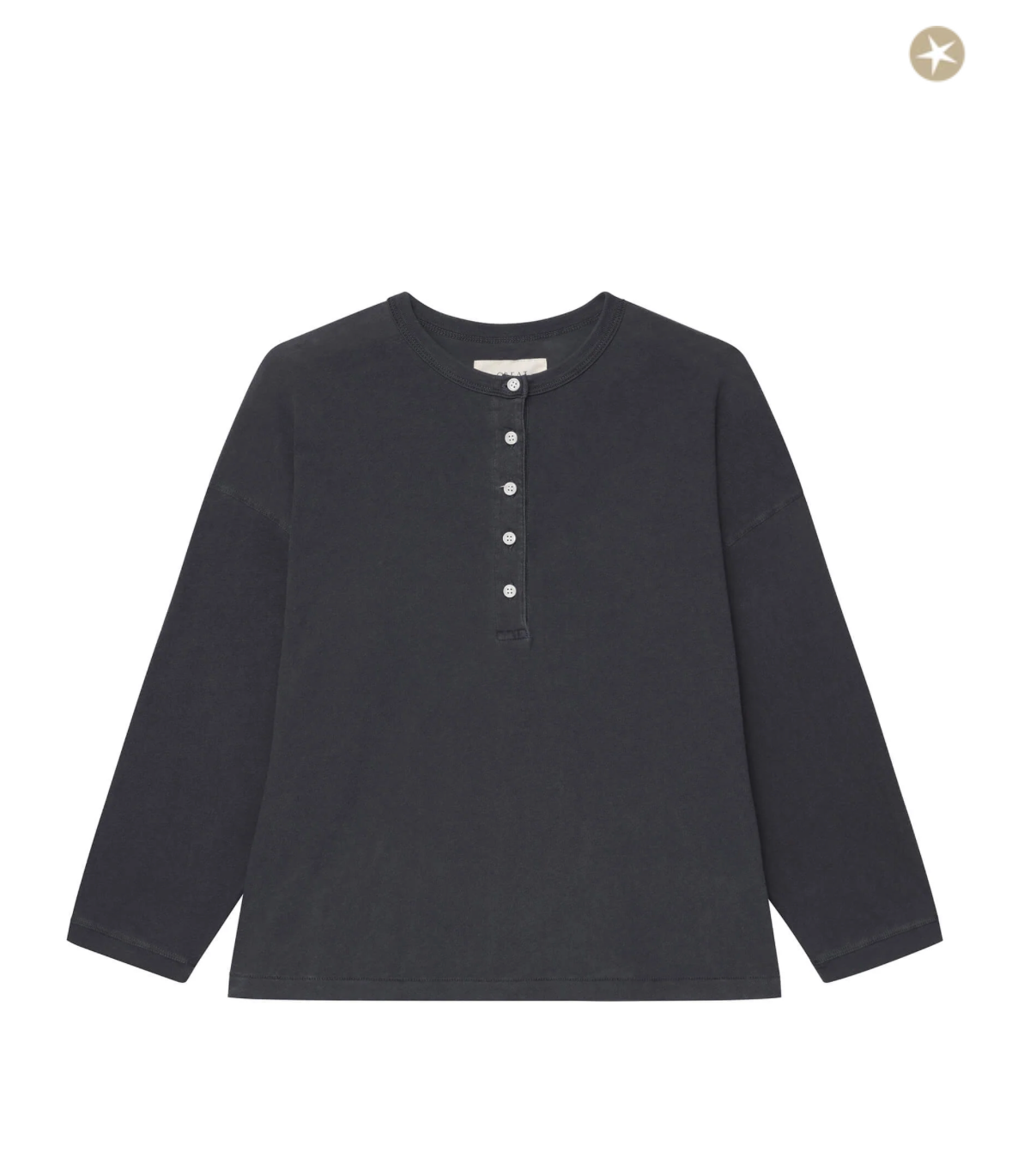 The Crop Sleep Henley. Washed Black