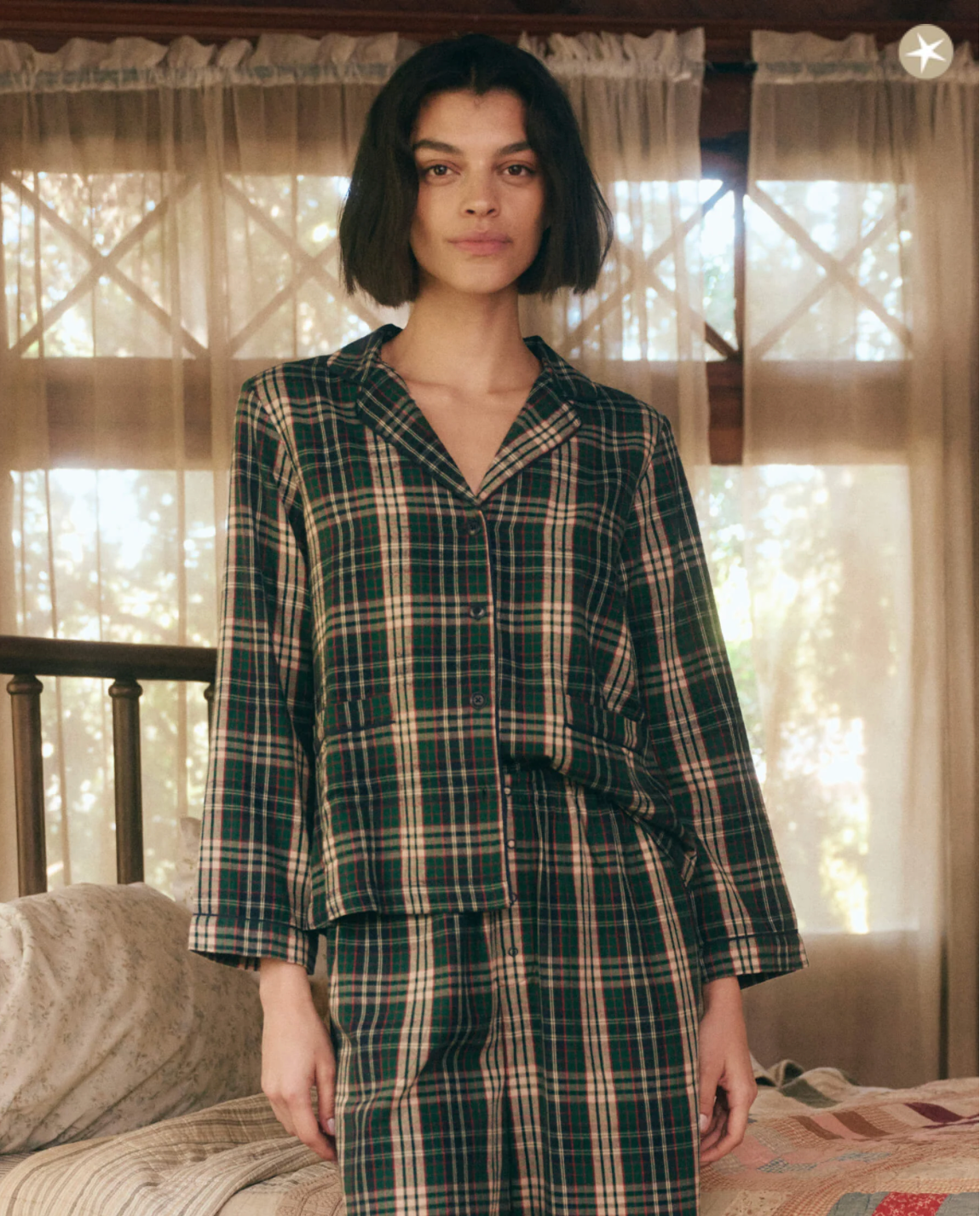 The Shrunken Pajama Top. Pine Needle Plaid