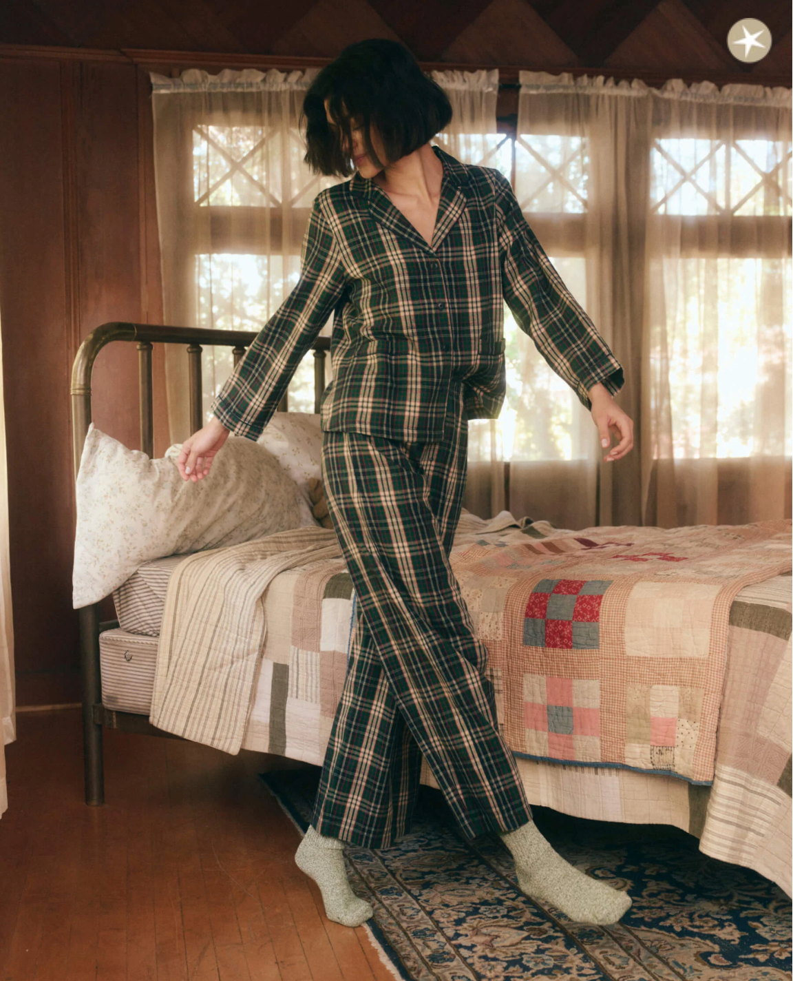 The Shrunken Pajama Top. Pine Needle Plaid