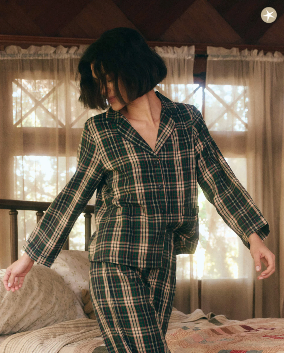 The Shrunken Pajama Top. Pine Needle Plaid