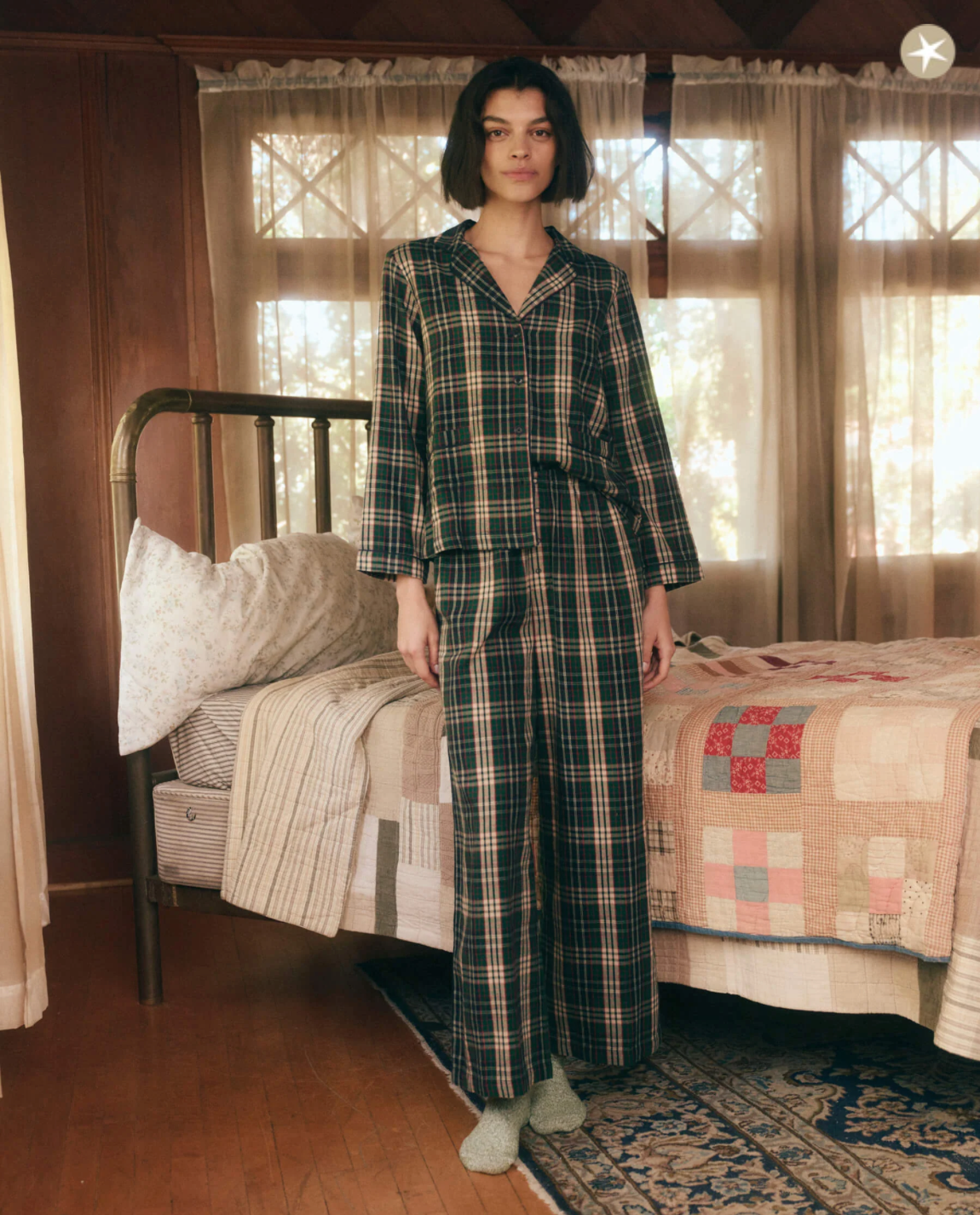 The Shrunken Pajama Top. Pine Needle Plaid