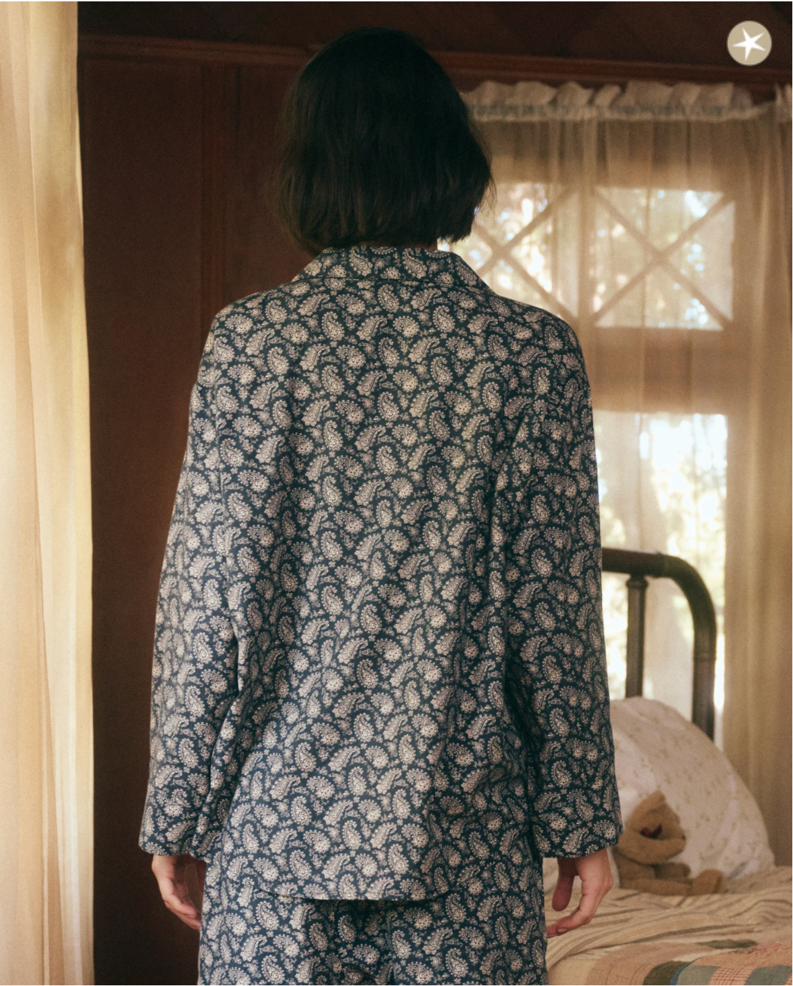 The Pajama Top. Navy with Cream Vintage Paisley