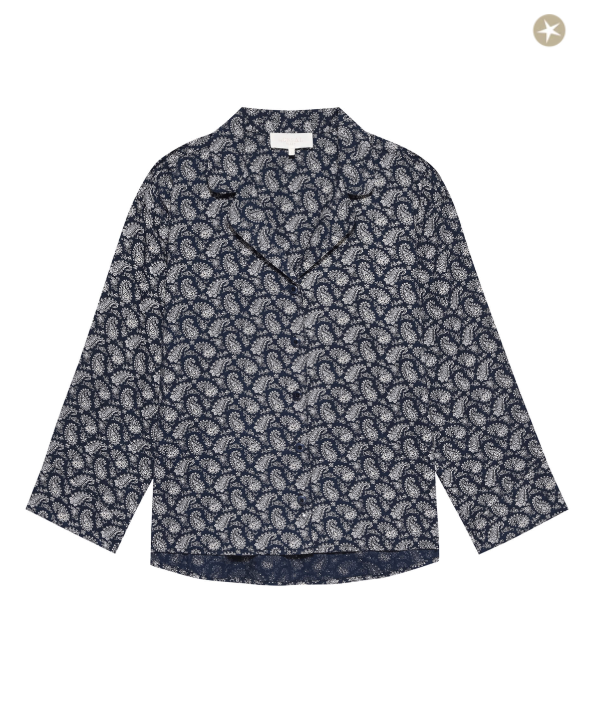 The Pajama Top. Navy with Cream Vintage Paisley