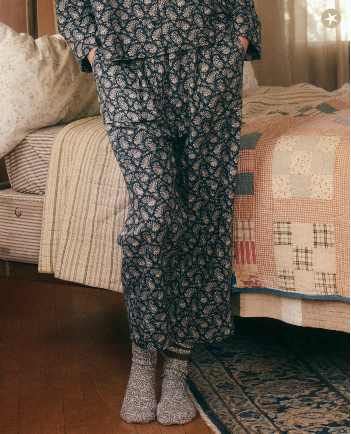 The Pajama Pant. Navy with Cream Vintage Paisley