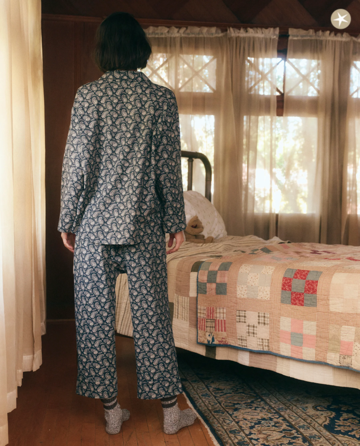 The Pajama Pant. Navy with Cream Vintage Paisley