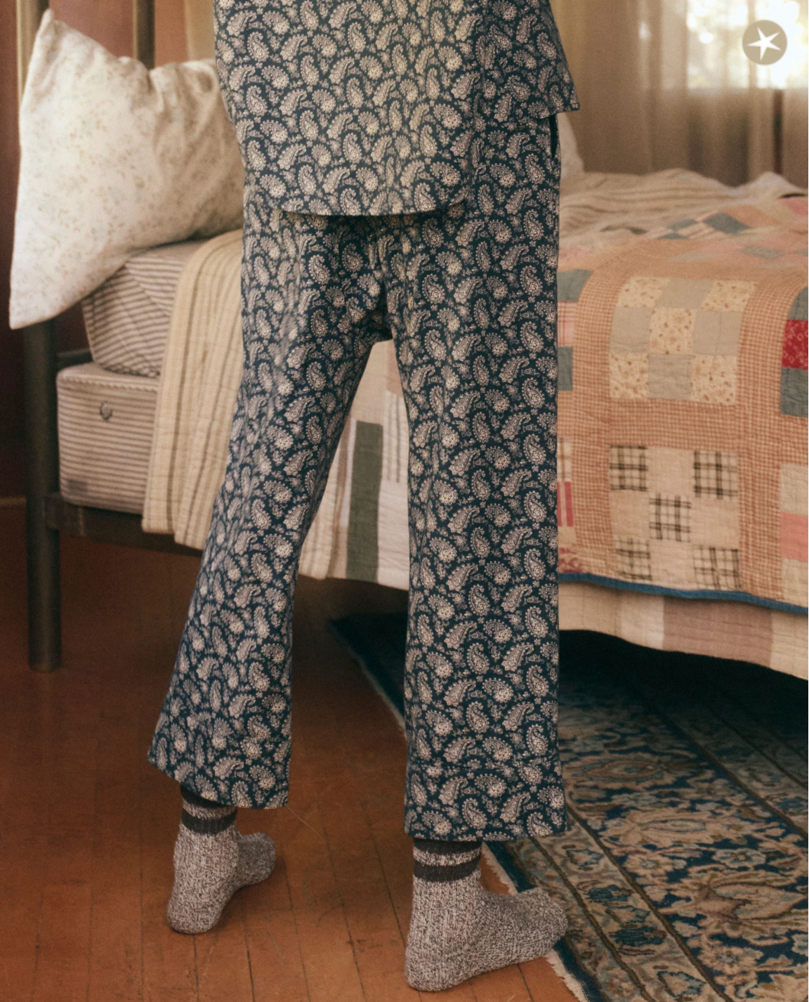 The Pajama Pant. Navy with Cream Vintage Paisley