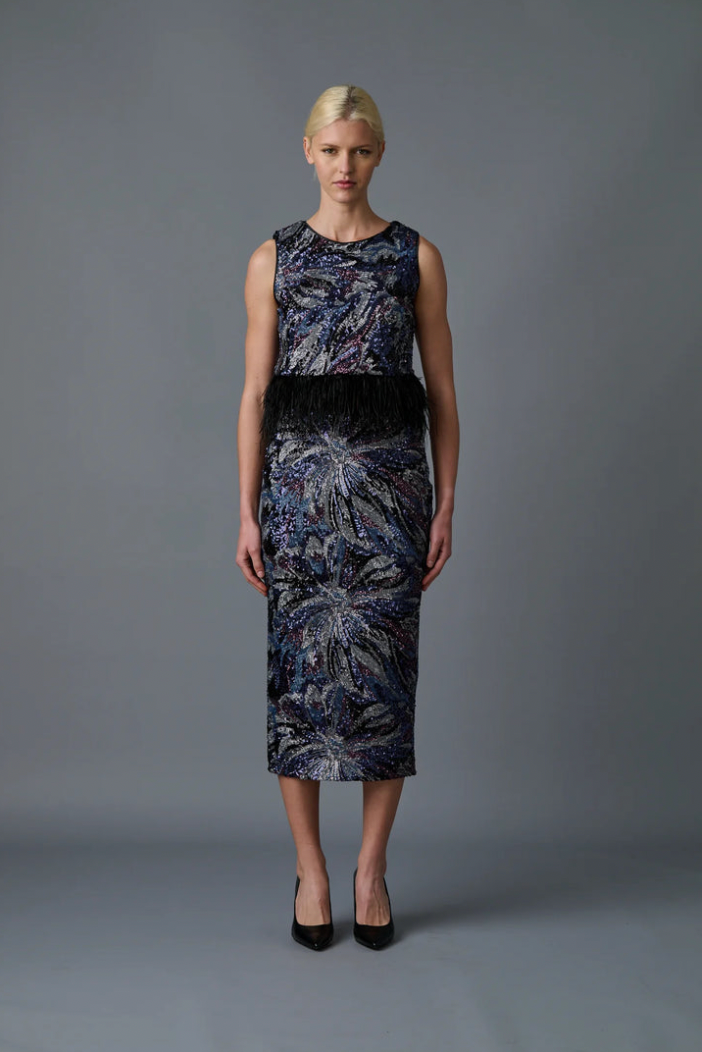 Midnight Abstract Floral Skirt
