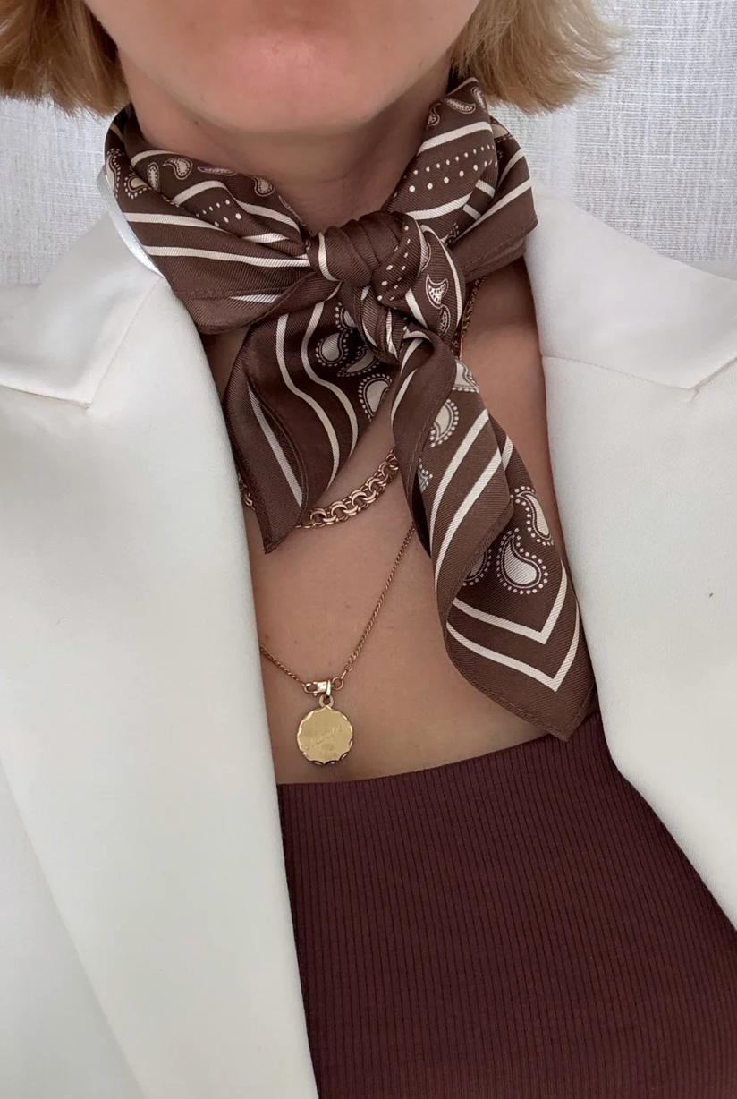 PAISLEY SCARF | MOCHA MOUSSE & CREAM | 50 CM