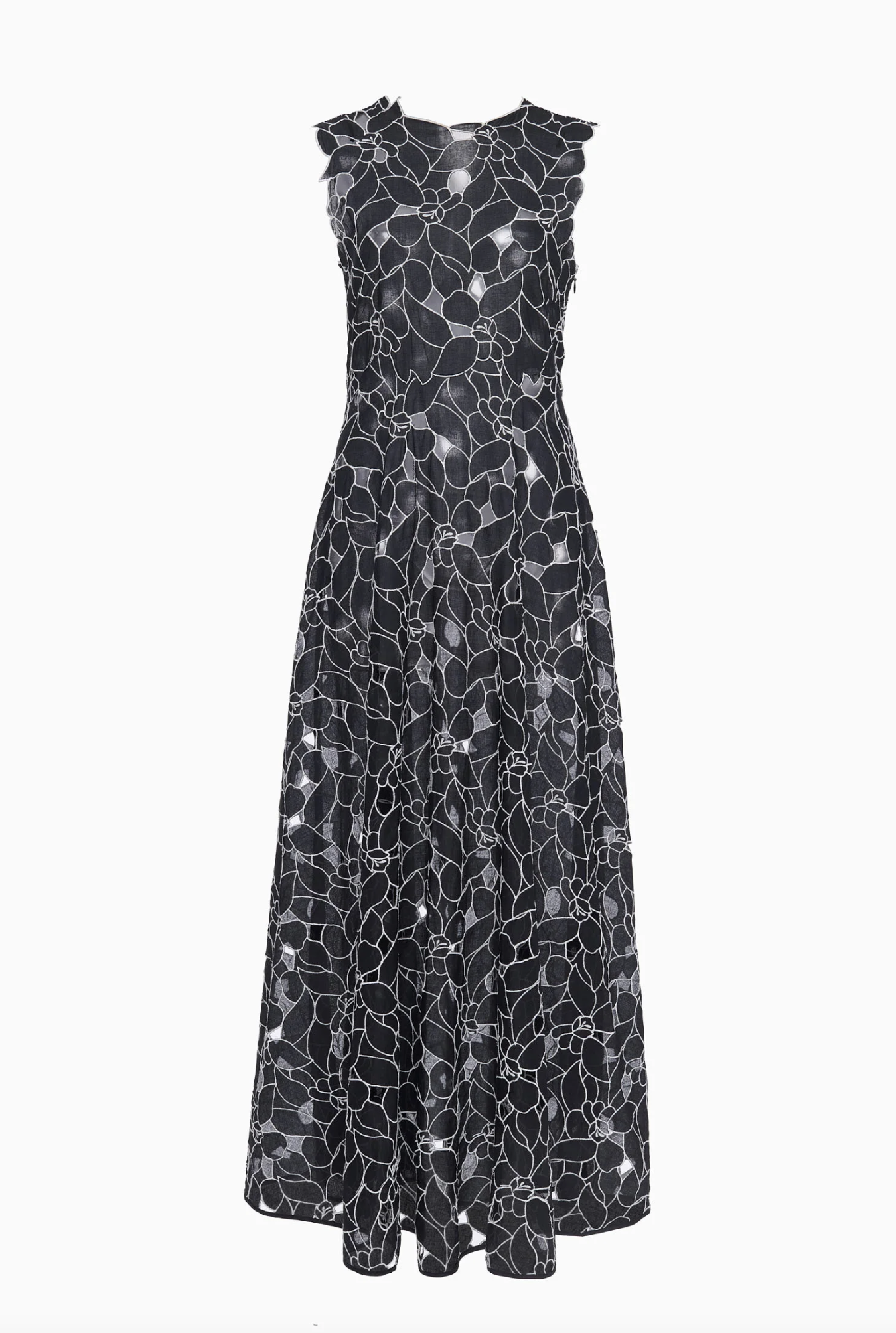Kiana Sleeveless Midi Dress in Noir