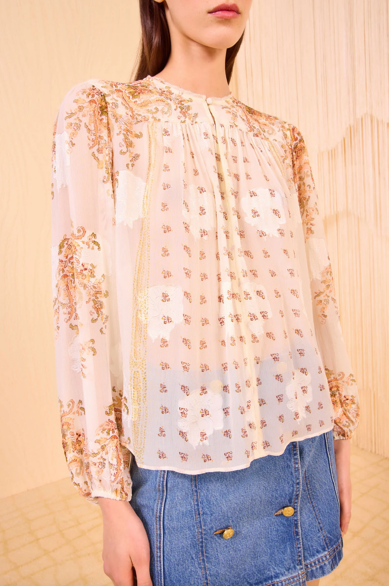 Aster Long Sleeve Blouse in Alabaster