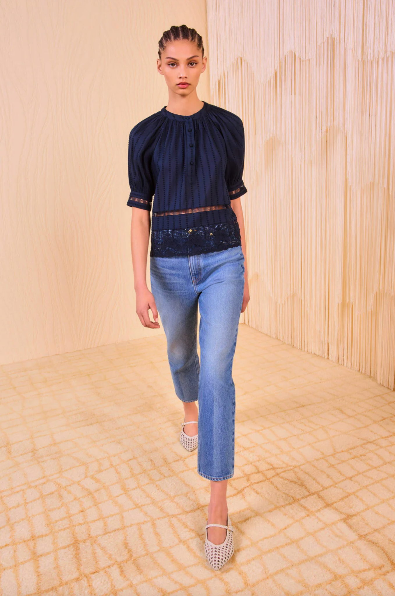 Faye Puff Sleeve Blouse in Midnight