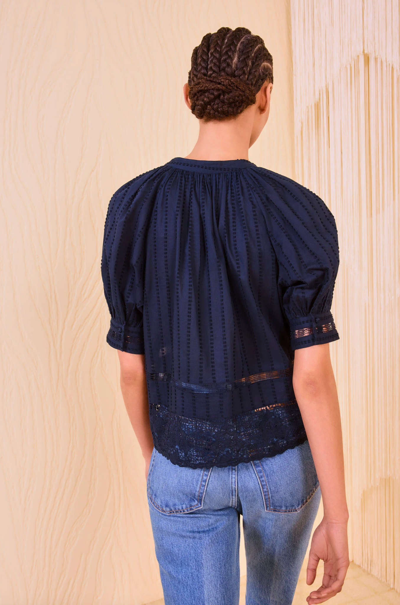 Faye Puff Sleeve Blouse in Midnight