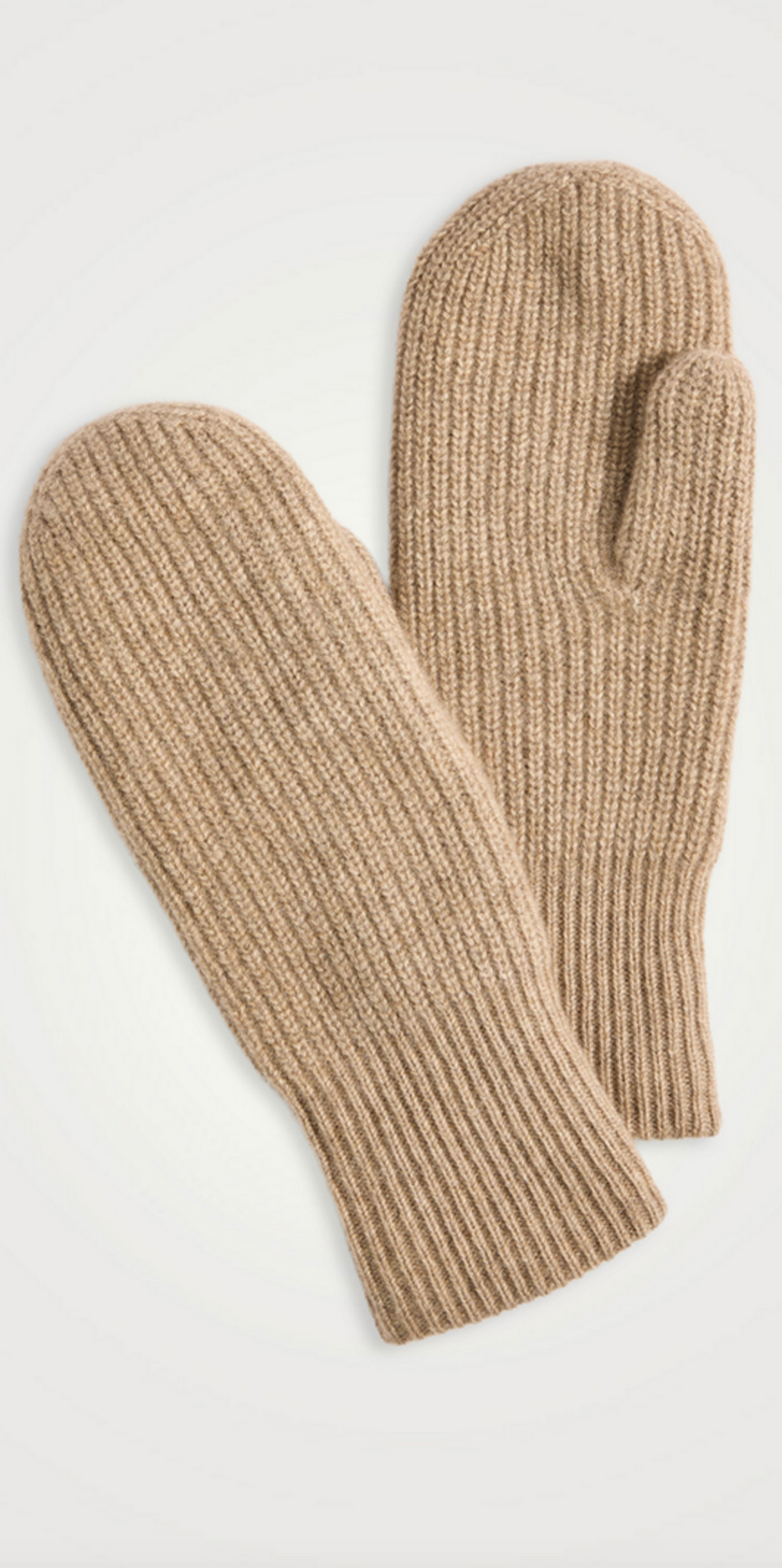 Cashmere Ribbed Mitten in Taupe Heather