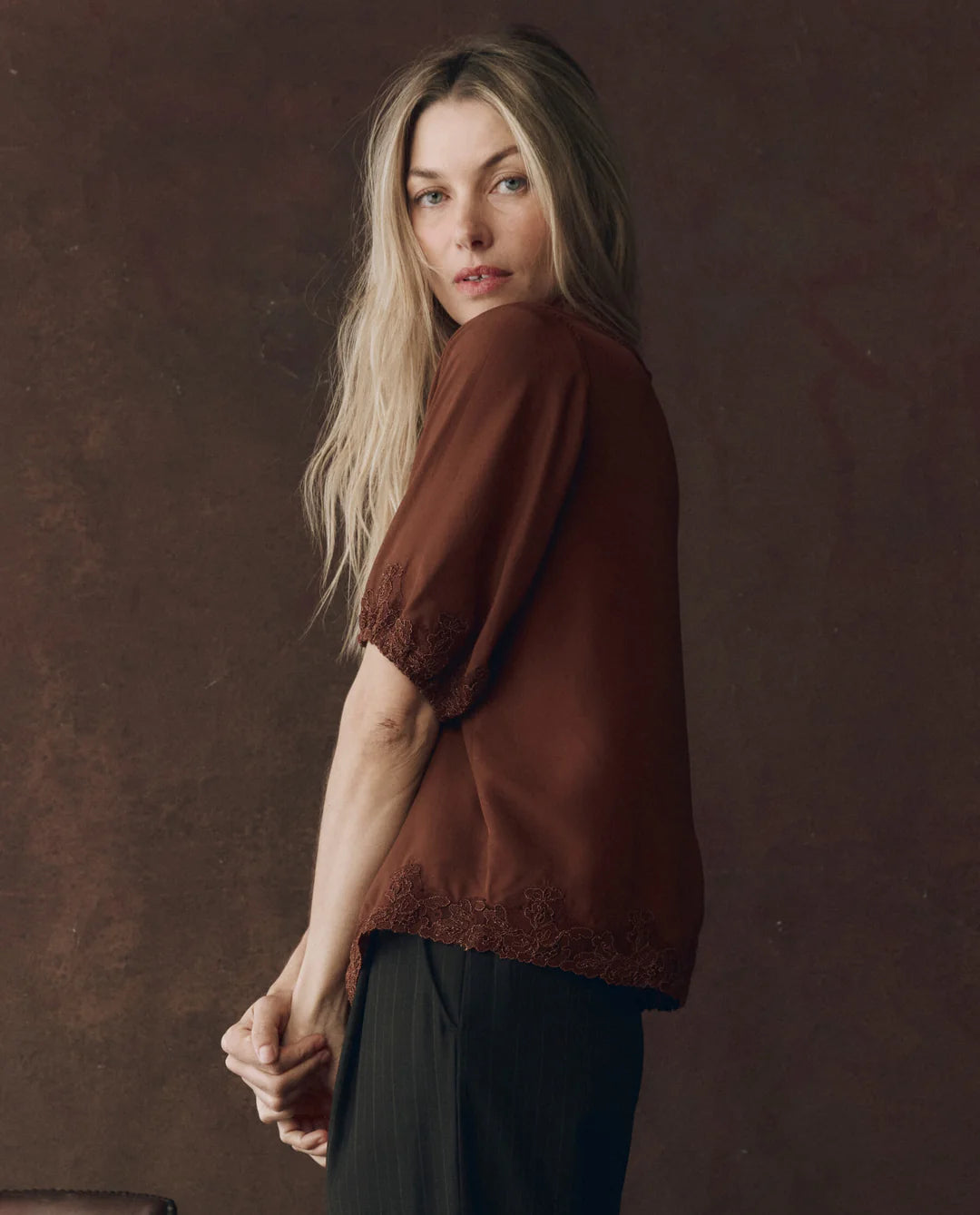 The Short Sleeve Legacy Top. Chocolate