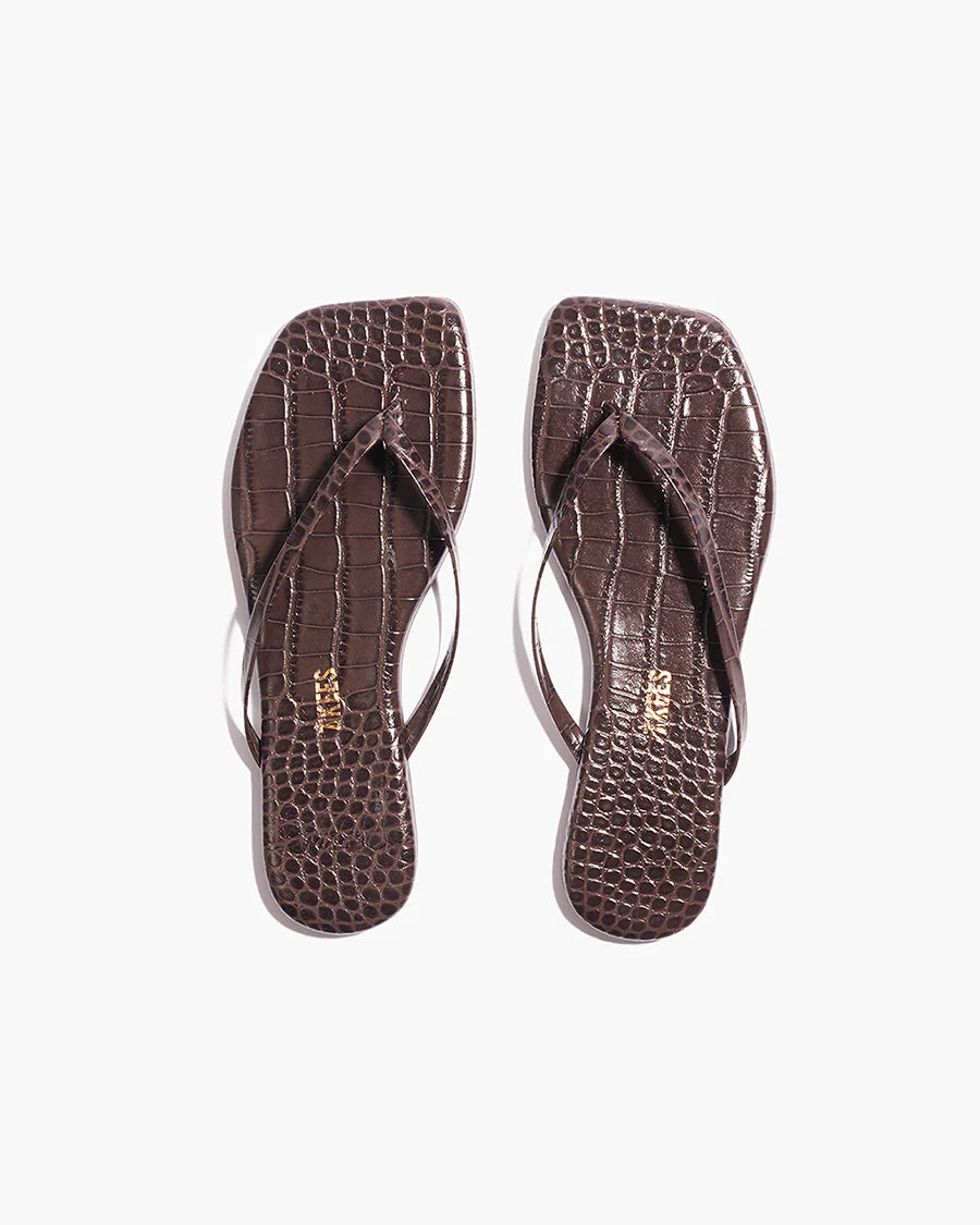 Square Toe Lily Croc in Carob