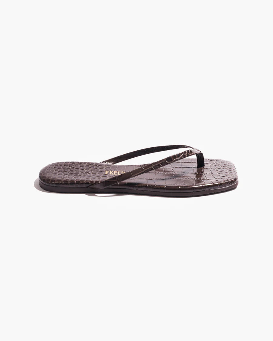 Square Toe Lily Croc in Carob