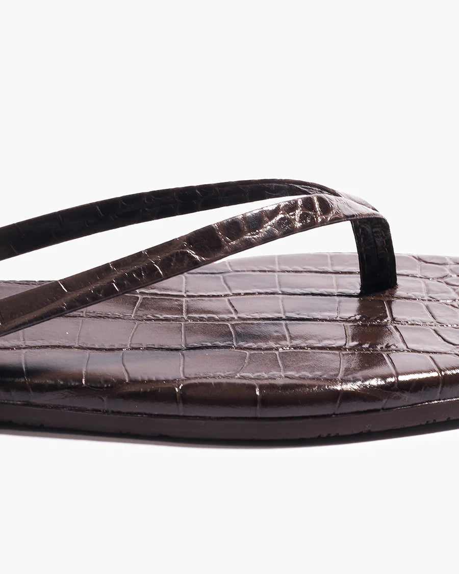 Square Toe Lily Croc in Carob
